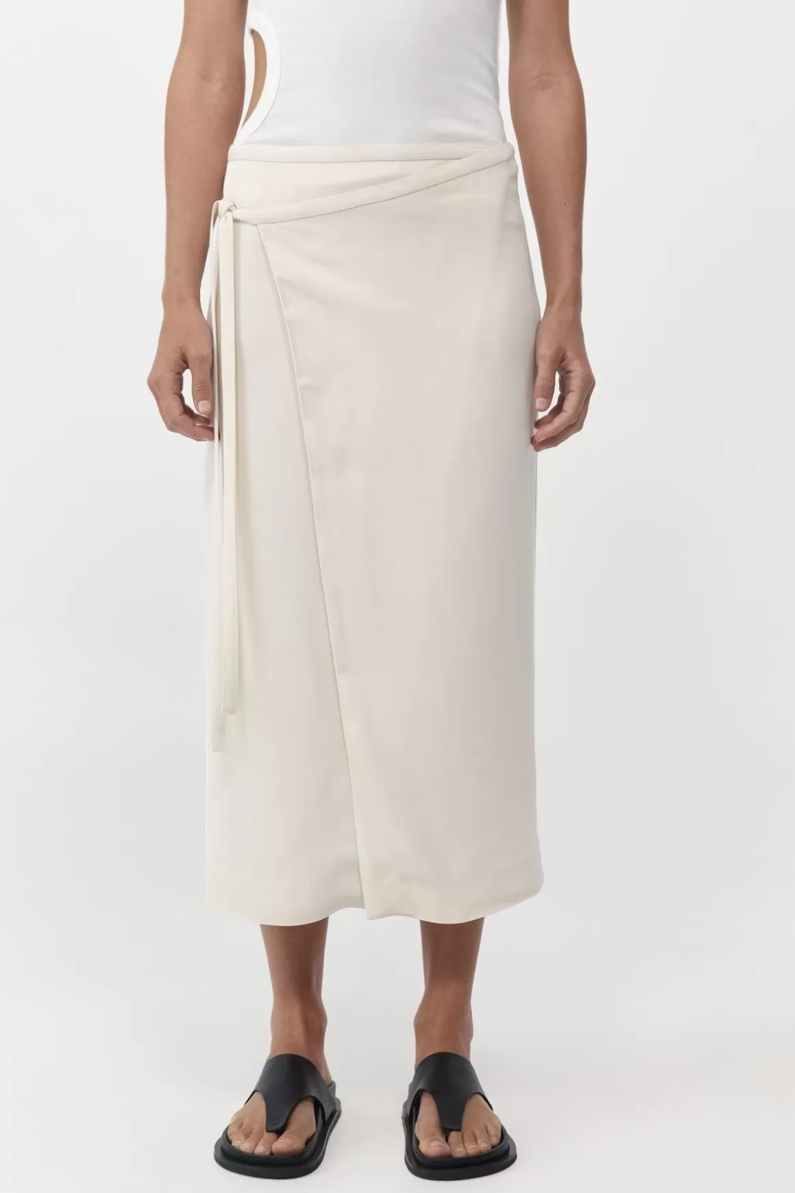 St. Agni Midi Wrap Skirt - Cool White