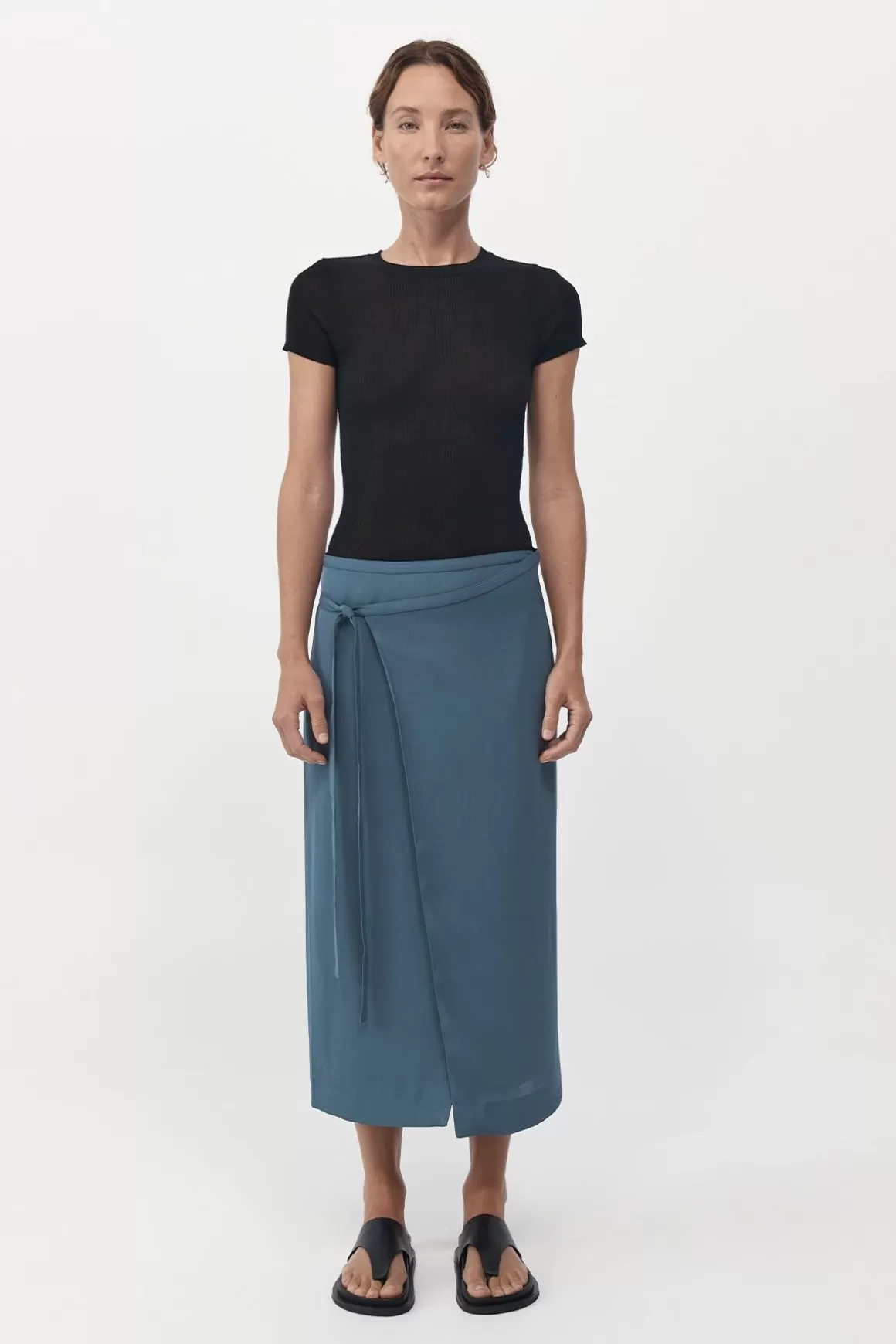 St. Agni Midi Wrap Skirt - Slate