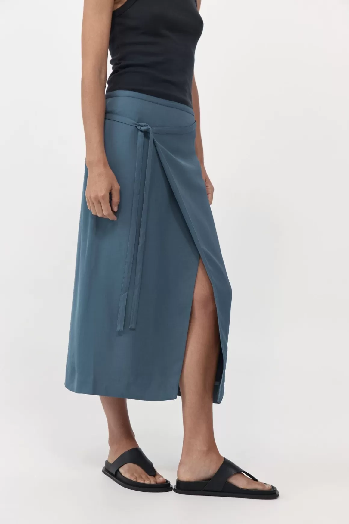 St. Agni Midi Wrap Skirt - Slate