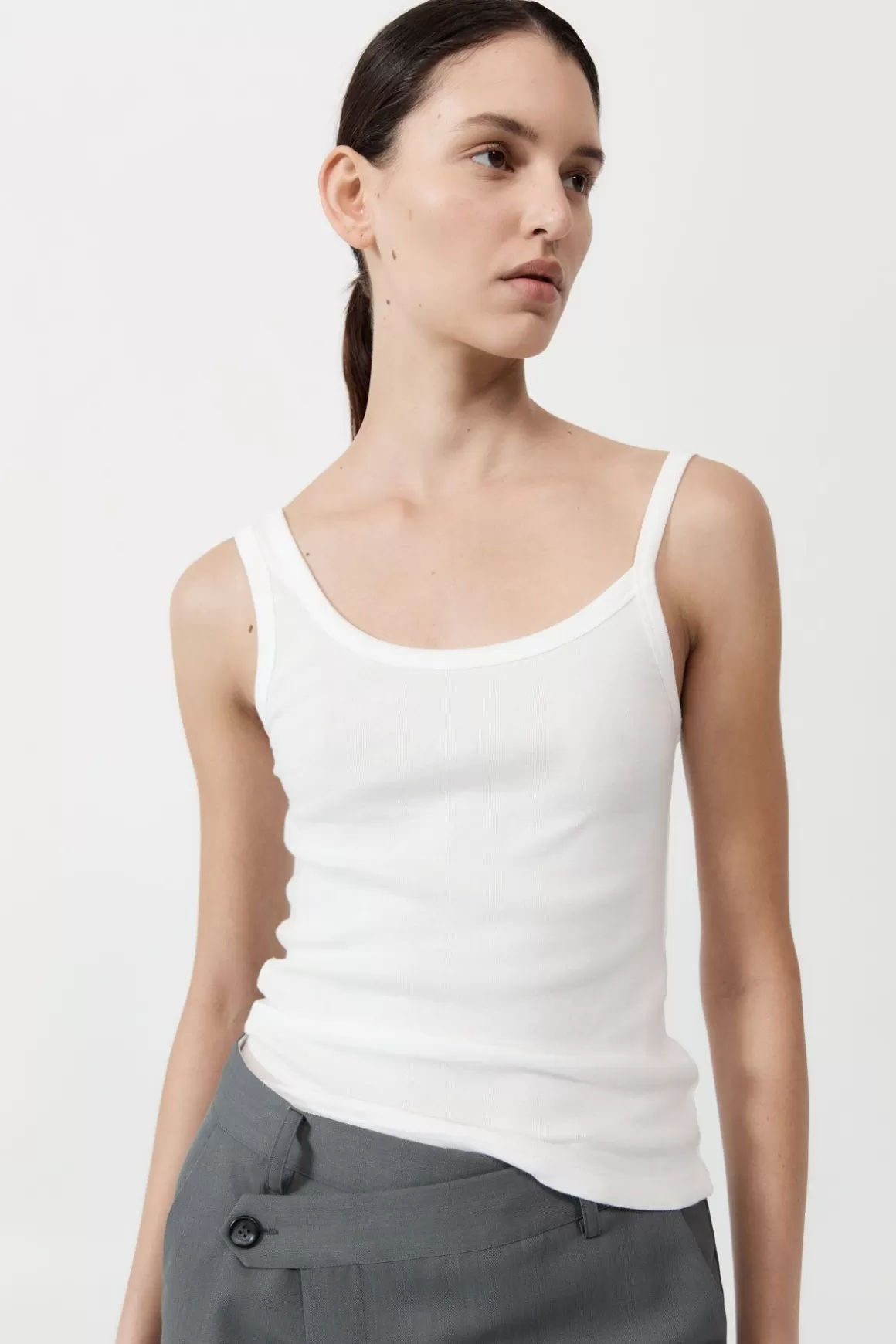 St. Agni Organic Cotton Asymm Tank - White