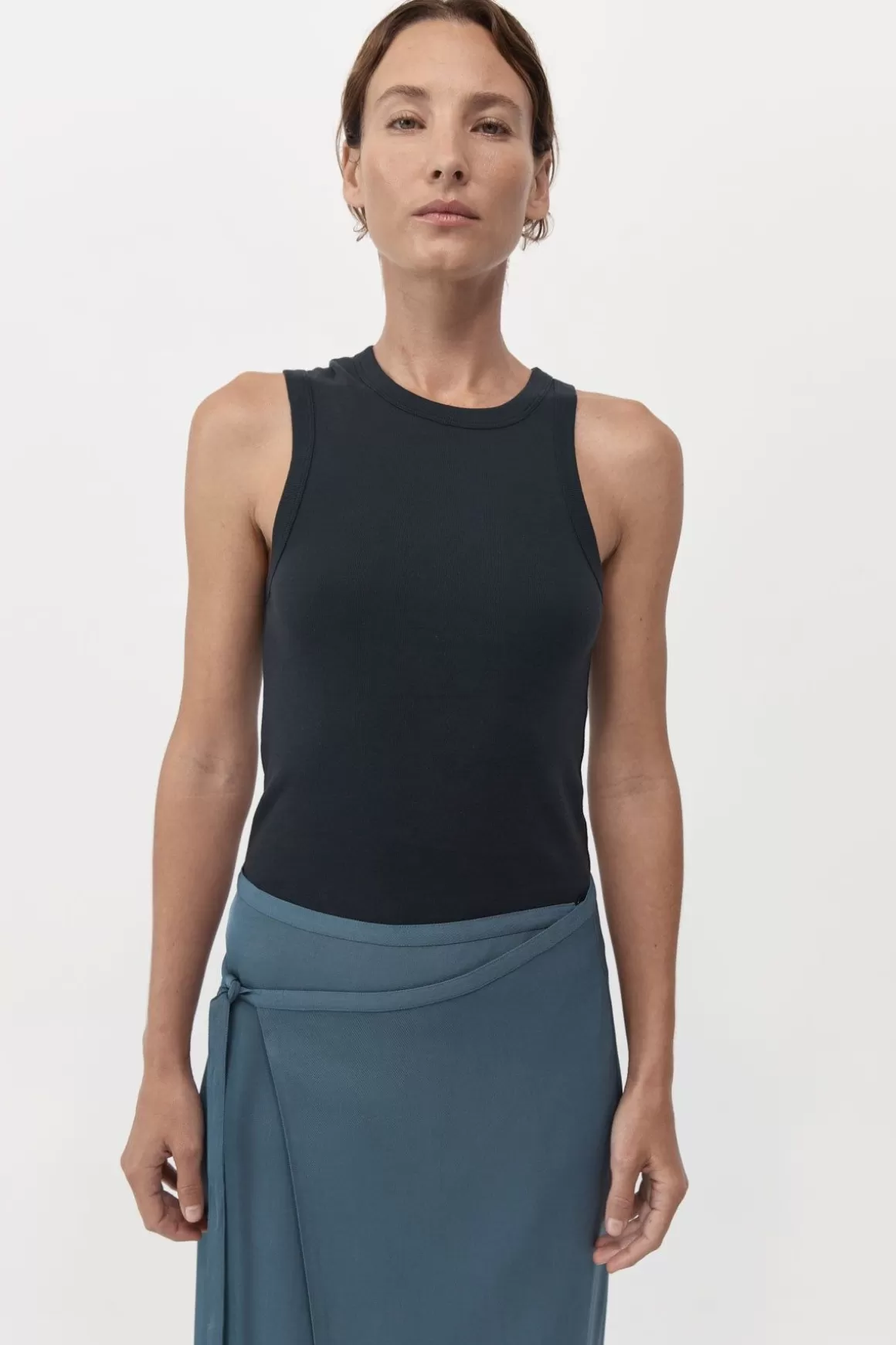 St. Agni Organic Cotton Asymmetric Tank - Black