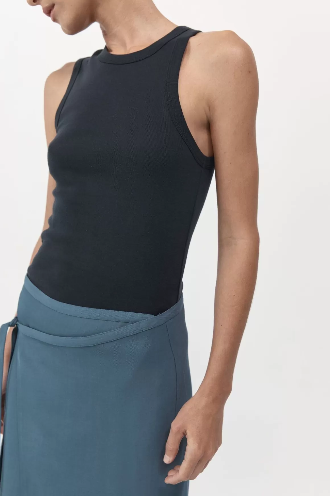 St. Agni Organic Cotton Asymmetric Tank - Black