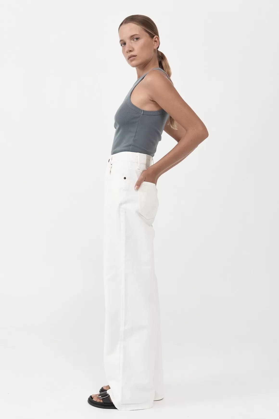 St. Agni Organic Cotton Asymmetric Tank - Diesel Grey