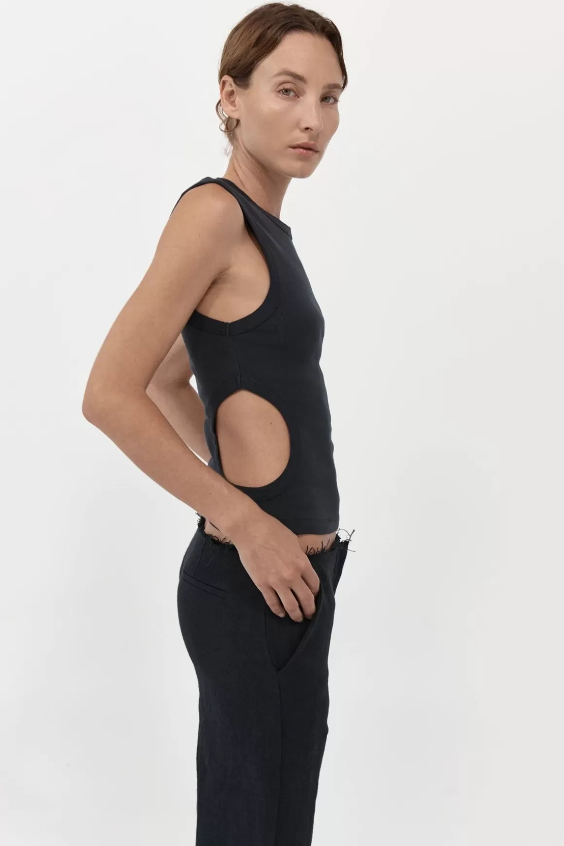 St. Agni Organic Cotton Cut Out Tank - Black