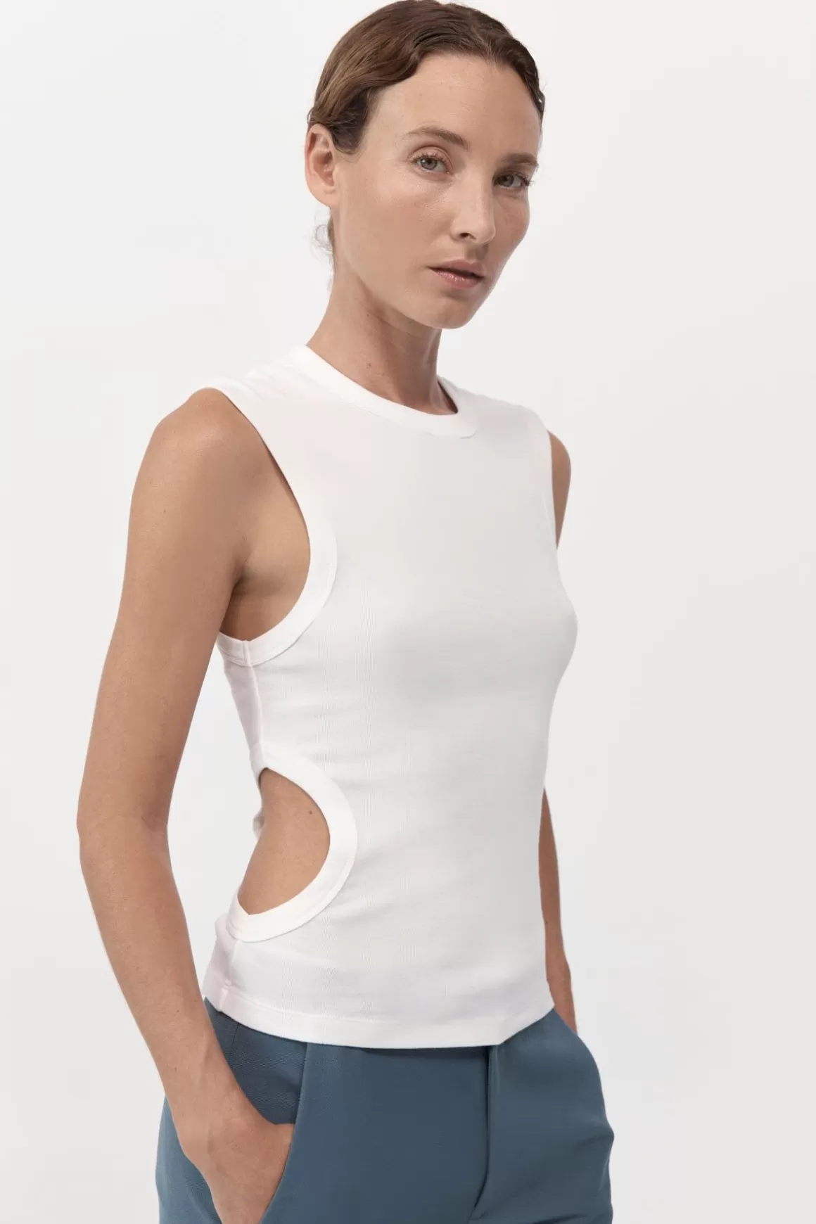 St. Agni Organic Cotton Cut Out Tank - White