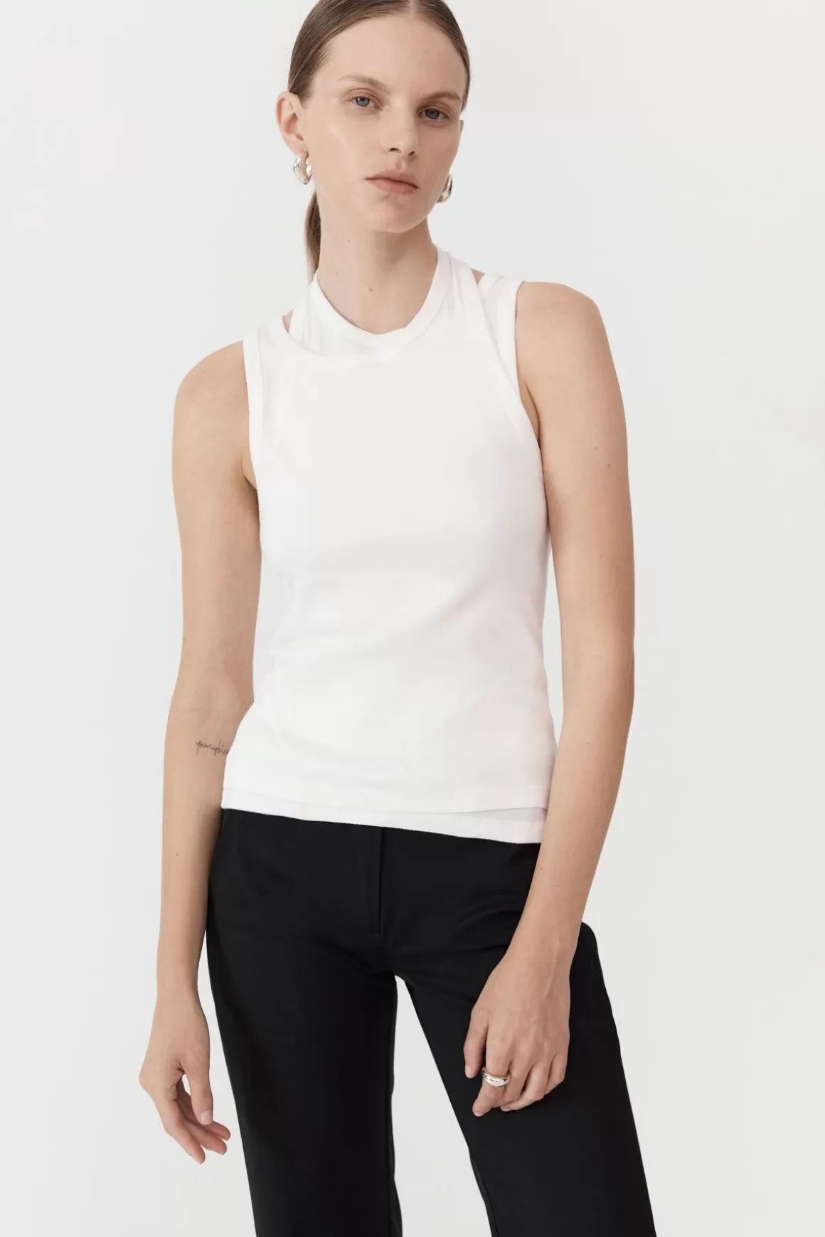 St. Agni Organic Cotton Layered Tank - White