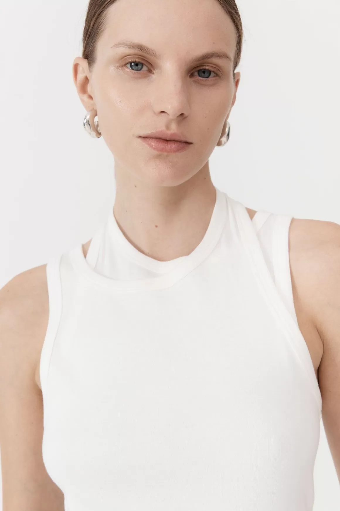 St. Agni Organic Cotton Layered Tank - White