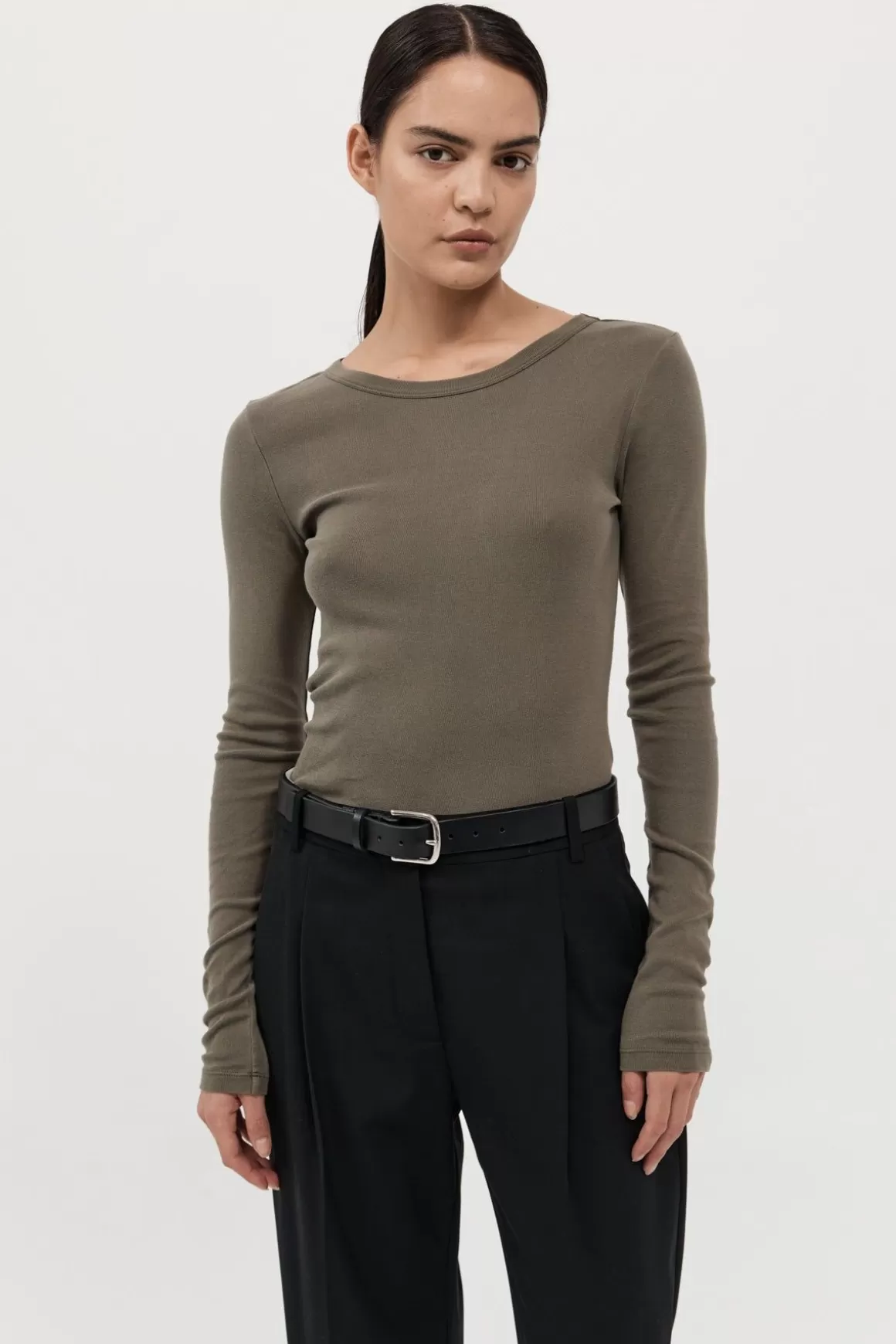 St. Agni Organic Cotton Long Sleeve Top - Kelp