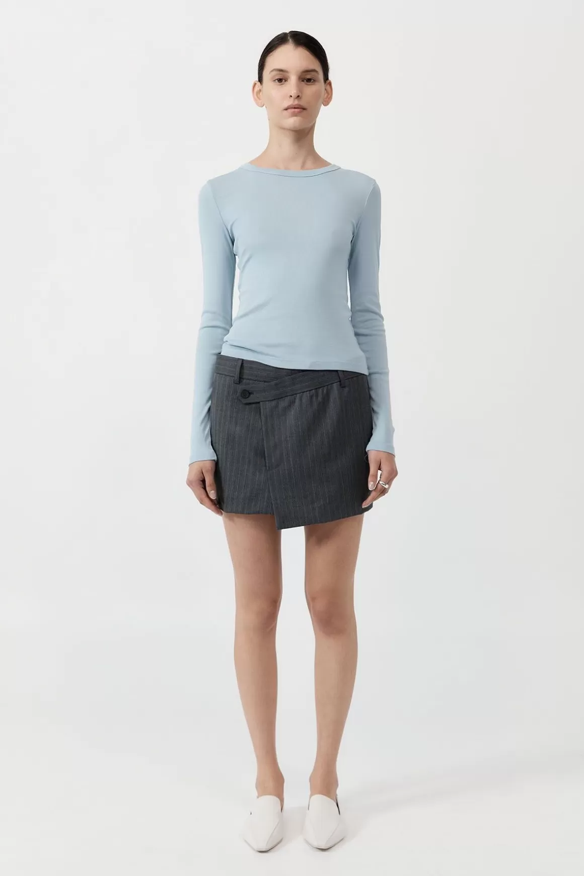 St. Agni Organic Cotton Long Sleeve Top - Stone Blue