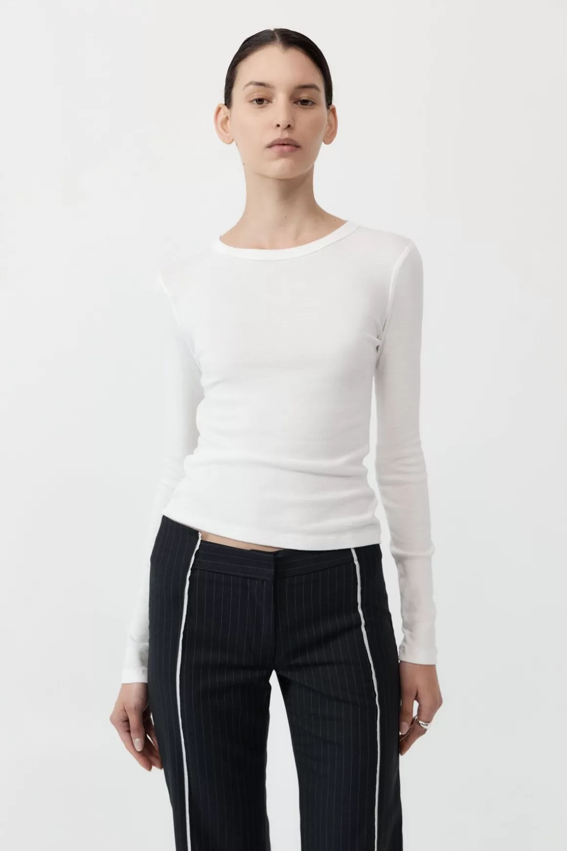 St. Agni Organic Cotton Long Sleeve Top - White