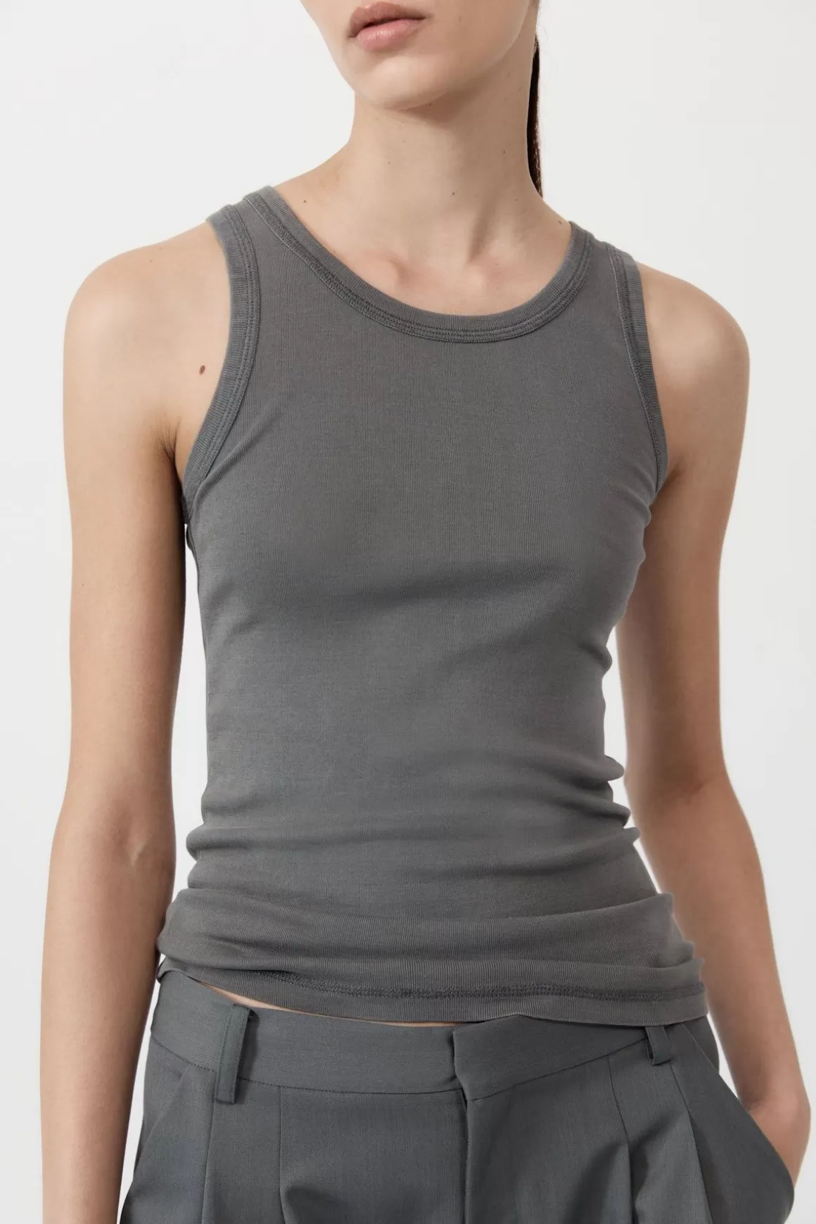 St. Agni Organic Cotton Singlet - Pewter Grey