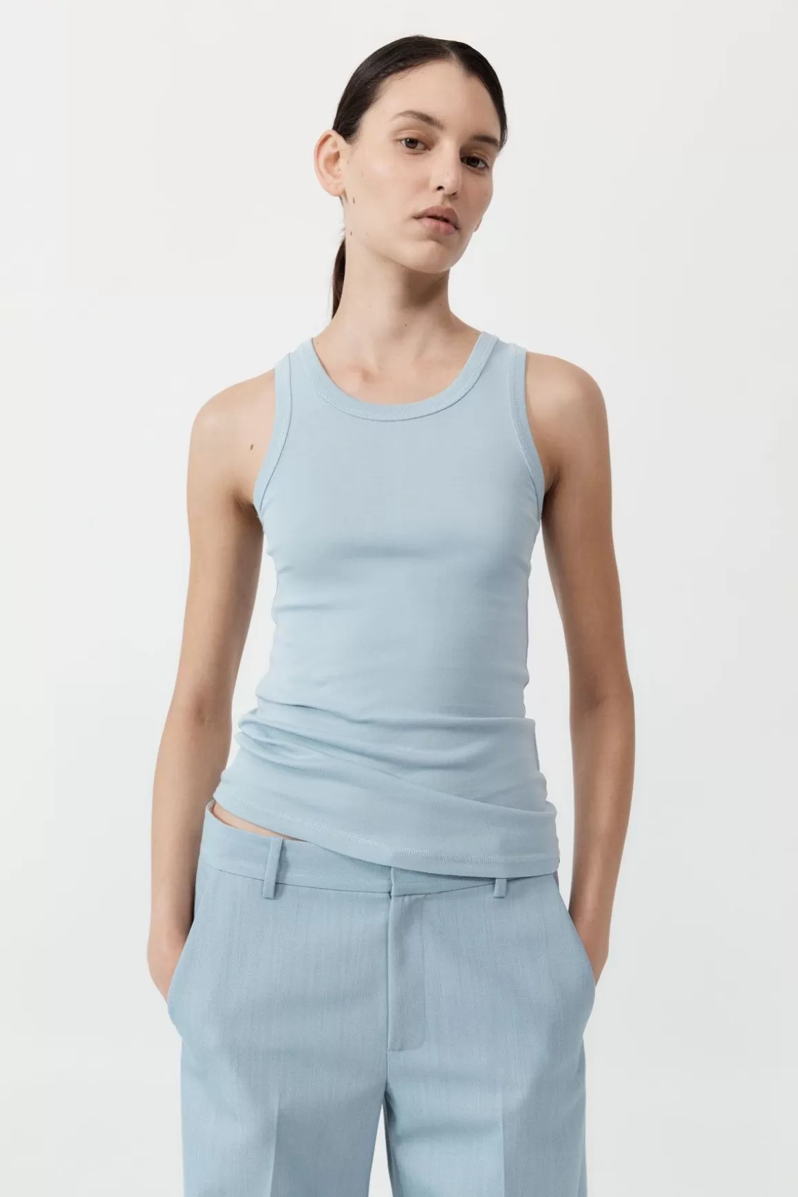 St. Agni Organic Cotton Singlet - Stone Blue