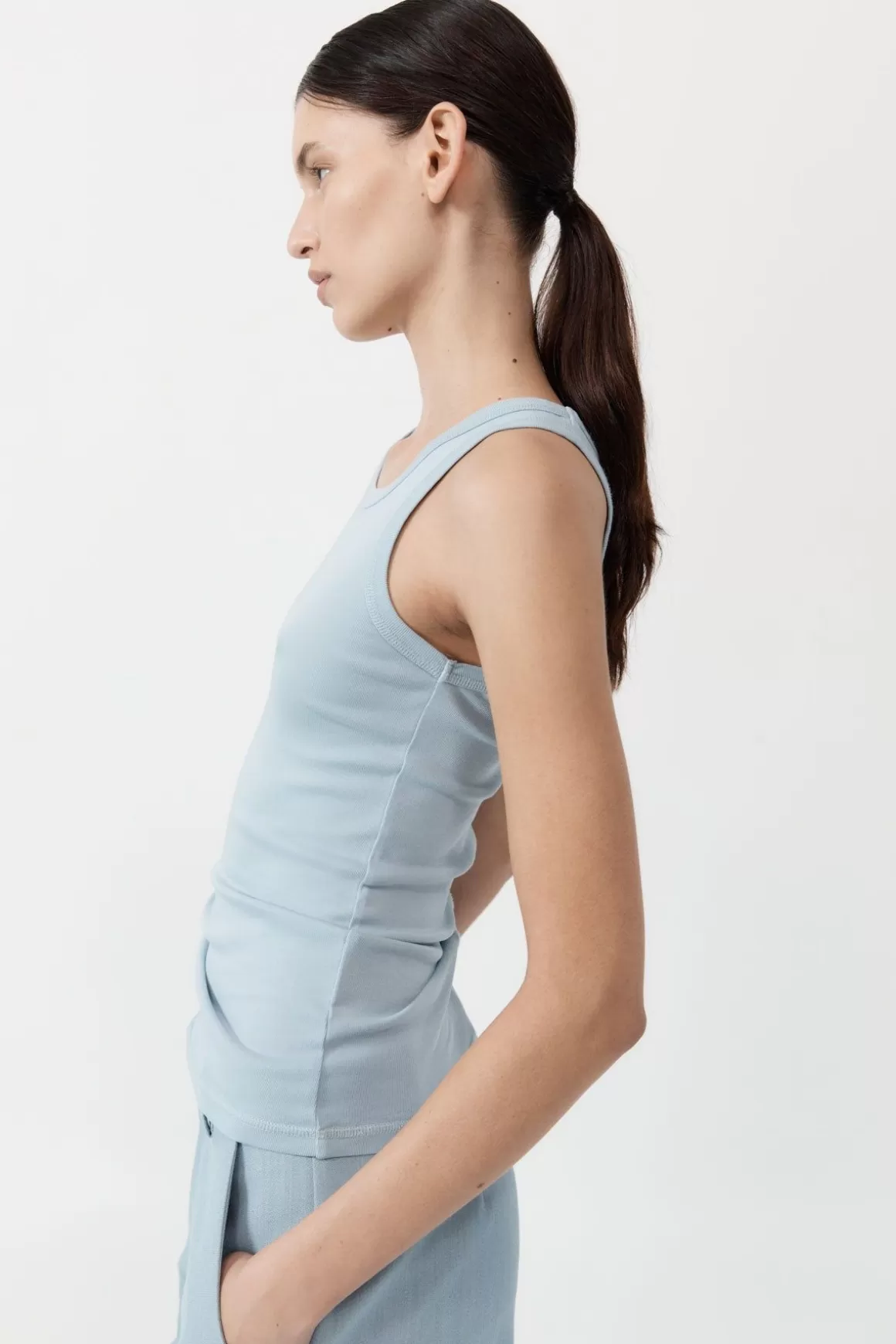 St. Agni Organic Cotton Singlet - Stone Blue