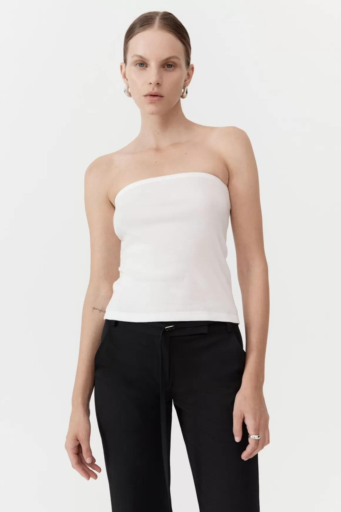 St. Agni Organic Cotton Strapless Top - White