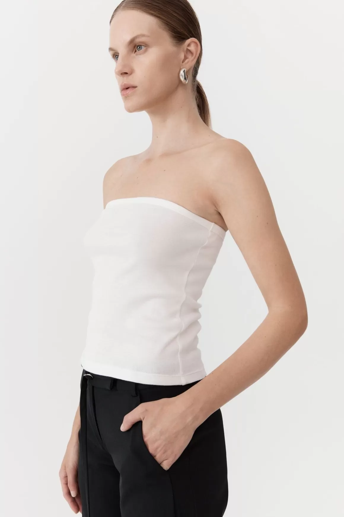 St. Agni Organic Cotton Strapless Top - White