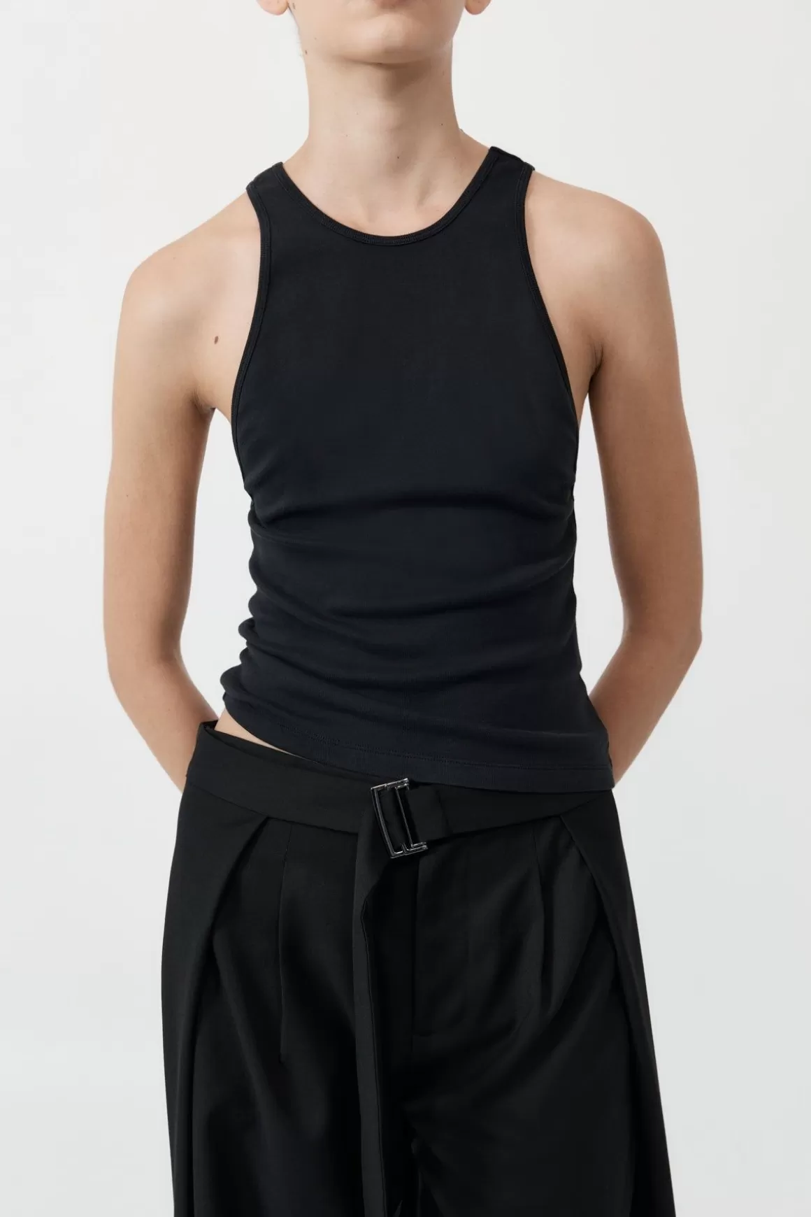 St. Agni Organic Cotton V Back Tank - Black