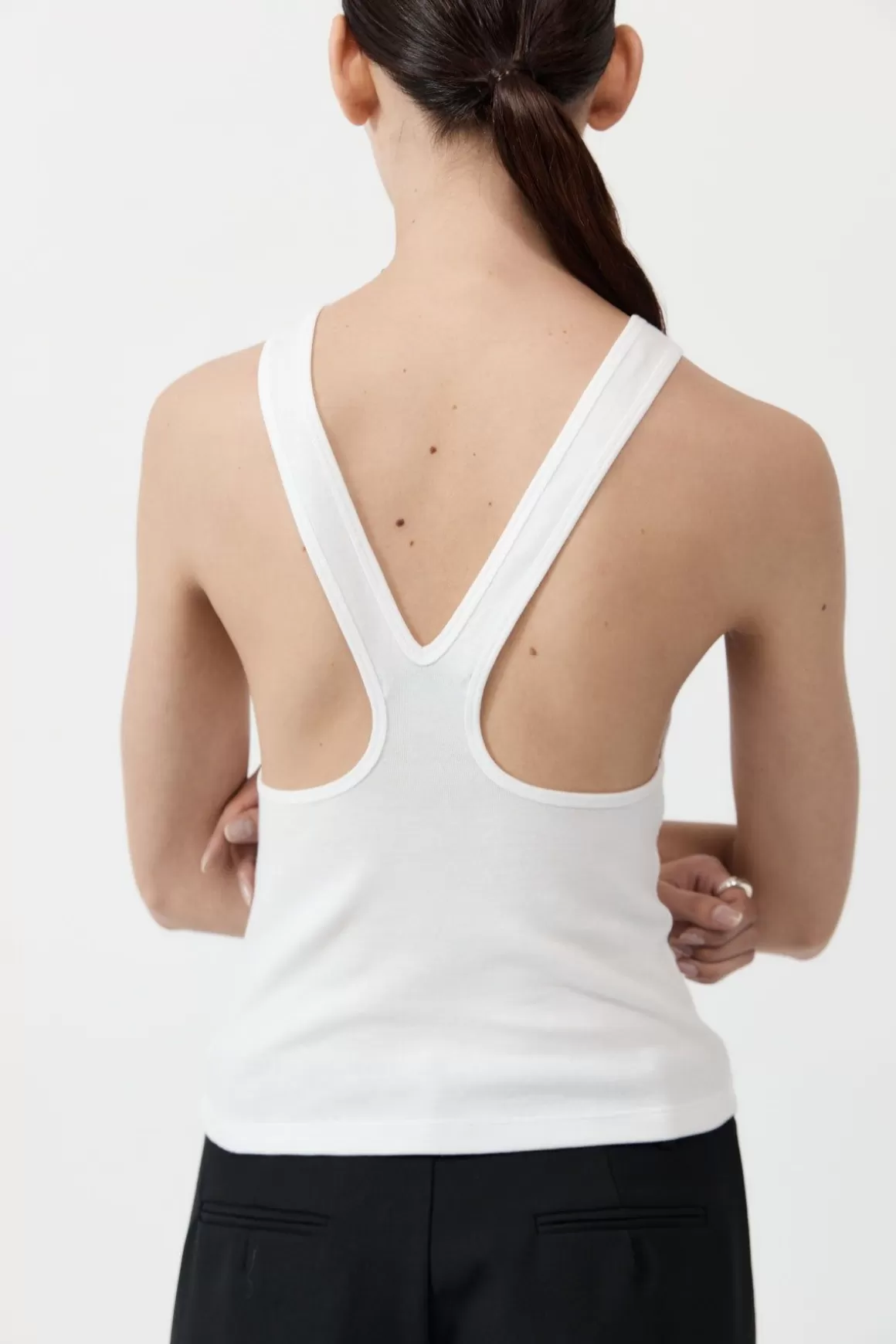 St. Agni Organic Cotton V Back Tank - White