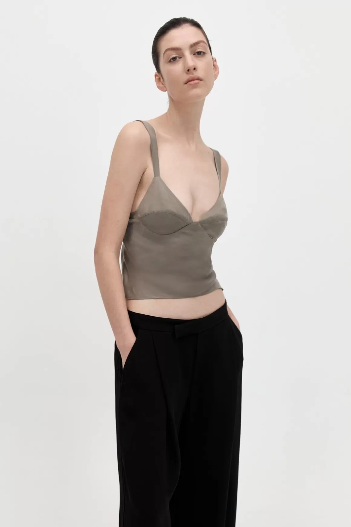 St. Agni Peignoir Camisole - Castor Grey