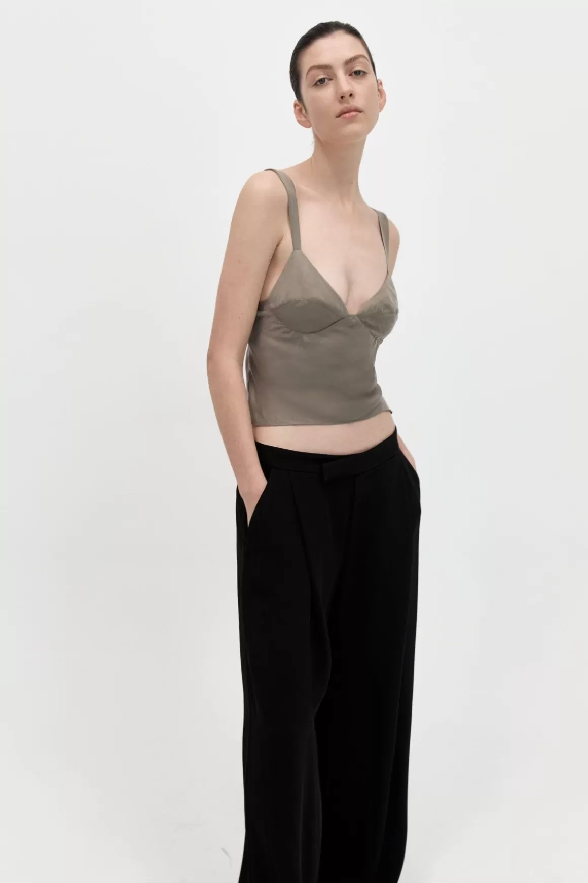 St. Agni Peignoir Camisole - Castor Grey