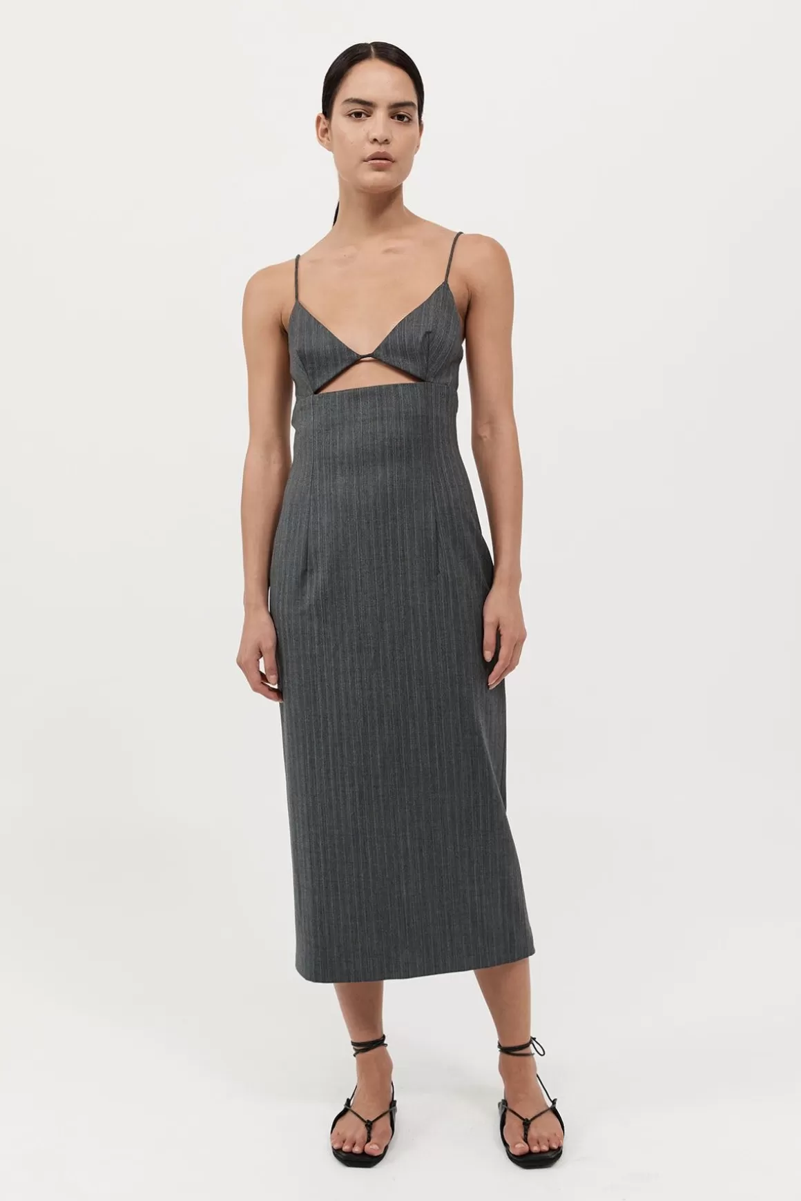 St. Agni Pinstripe Bra Dress - Stone Blue Stripe