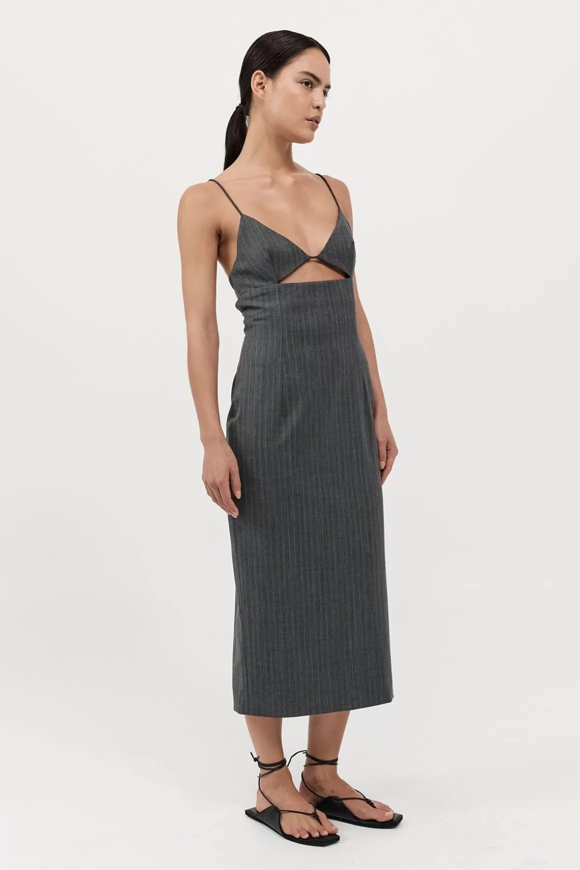 St. Agni Pinstripe Bra Dress - Stone Blue Stripe