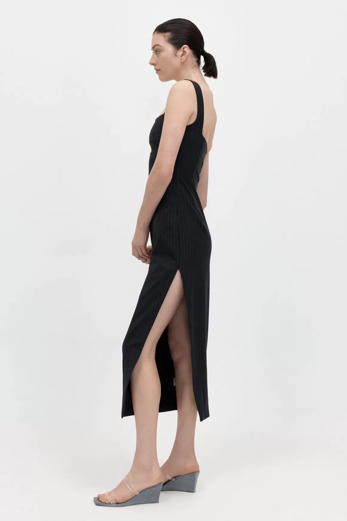 St. Agni Pinstripe Midi Dress - Black