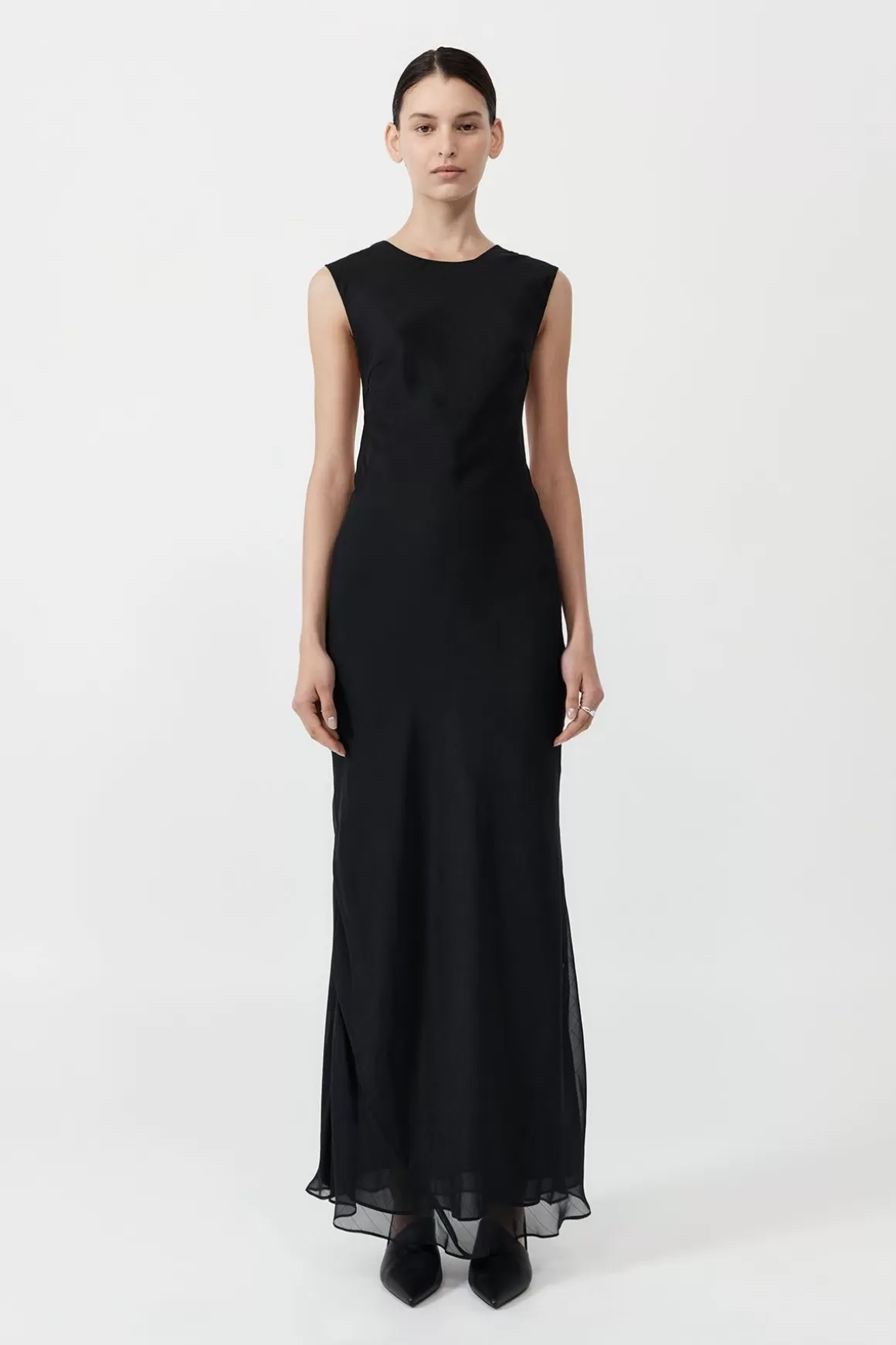 St. Agni Pinstripe Silk Maxi Dress - Black