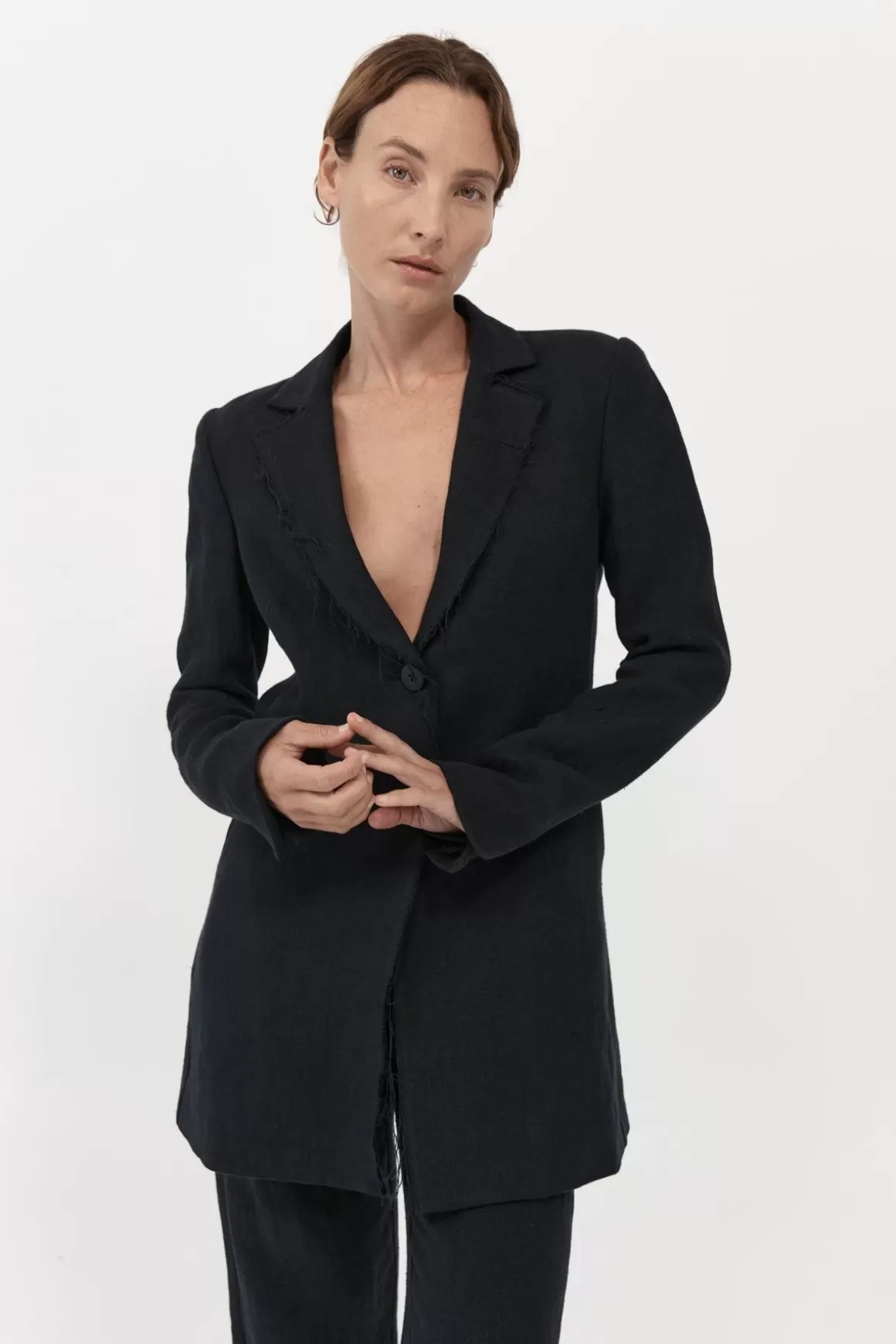 St. Agni Raw Edge Blazer - Black