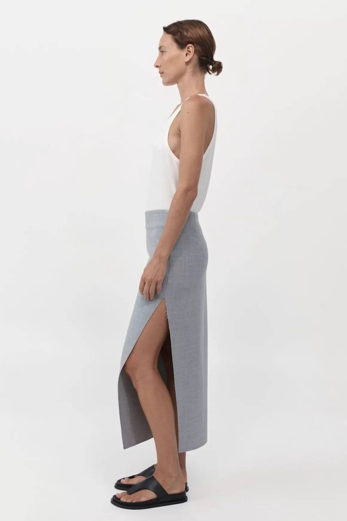 St. Agni Raw Hem Midi Skirt - Grey Heather