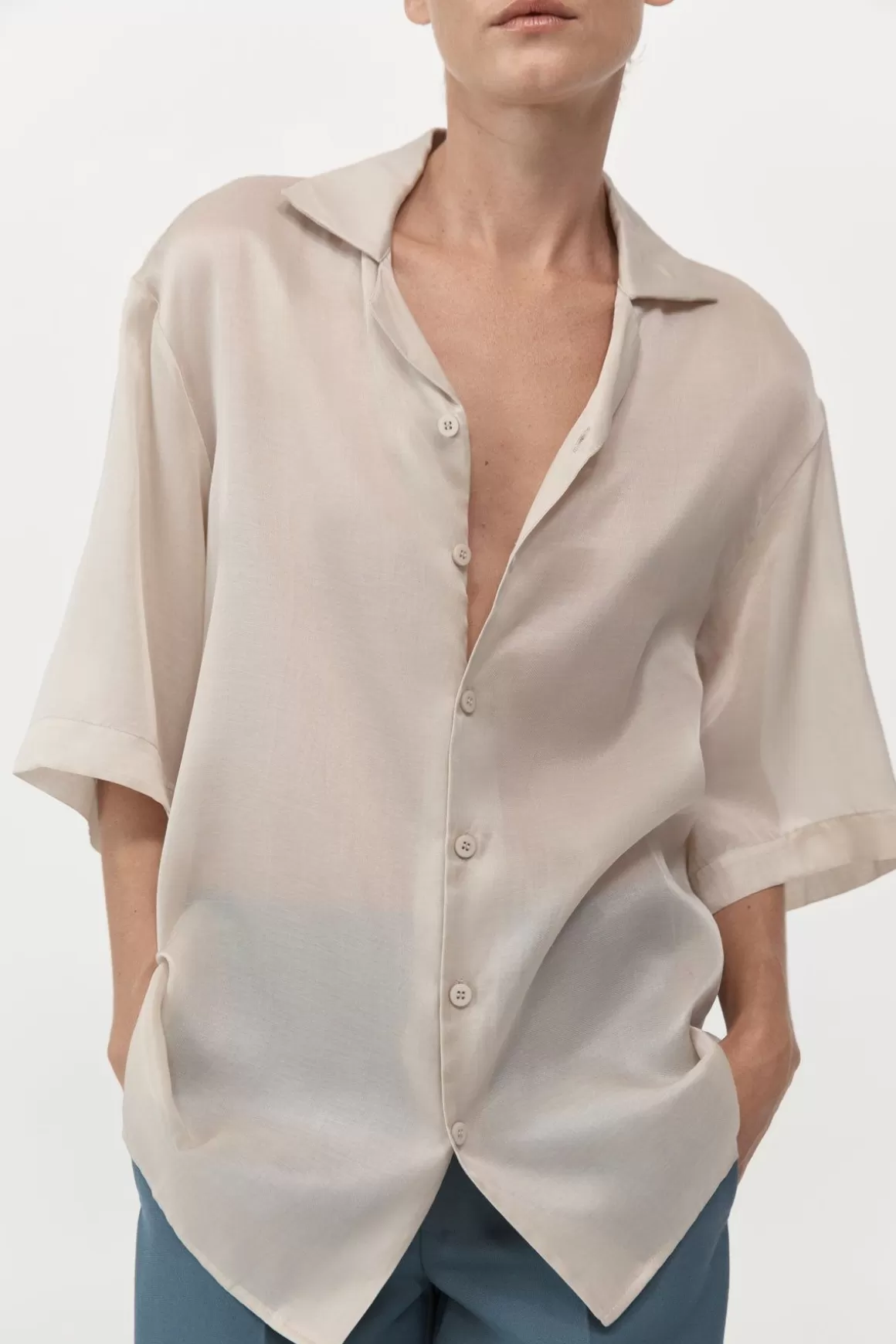 St. Agni Relaxed Collar Shirt - Birch