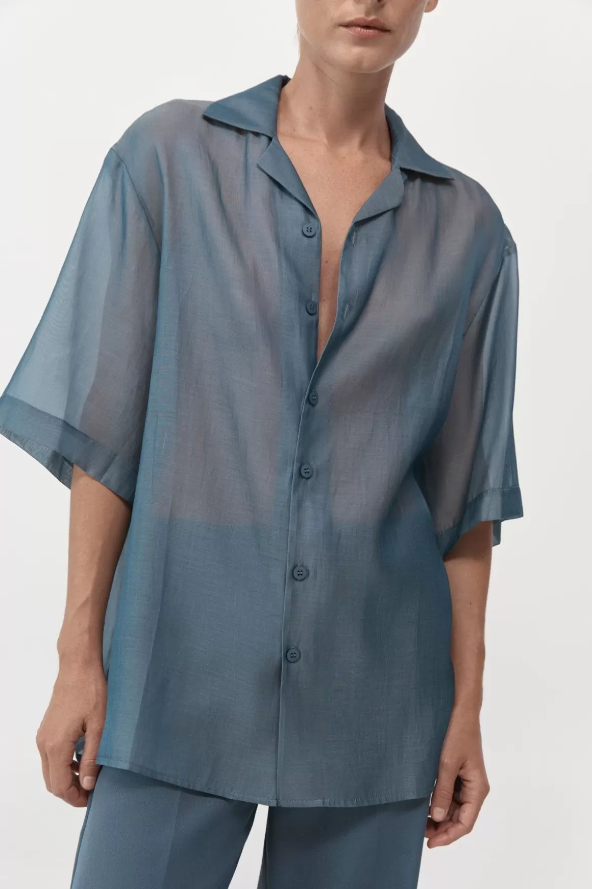 St. Agni Relaxed Collar Shirt - Slate