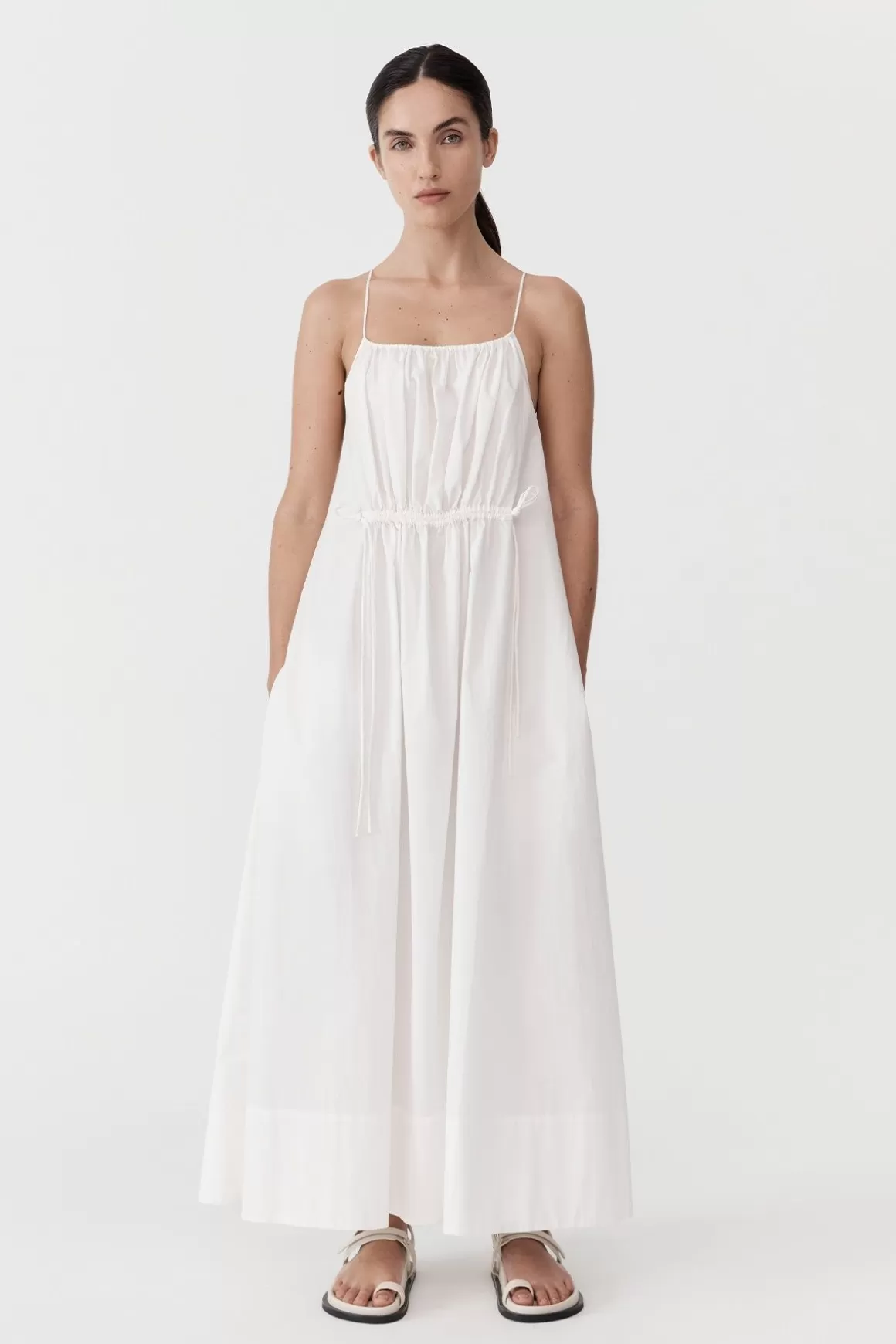 St. Agni Relaxed Drawstring Dress - White