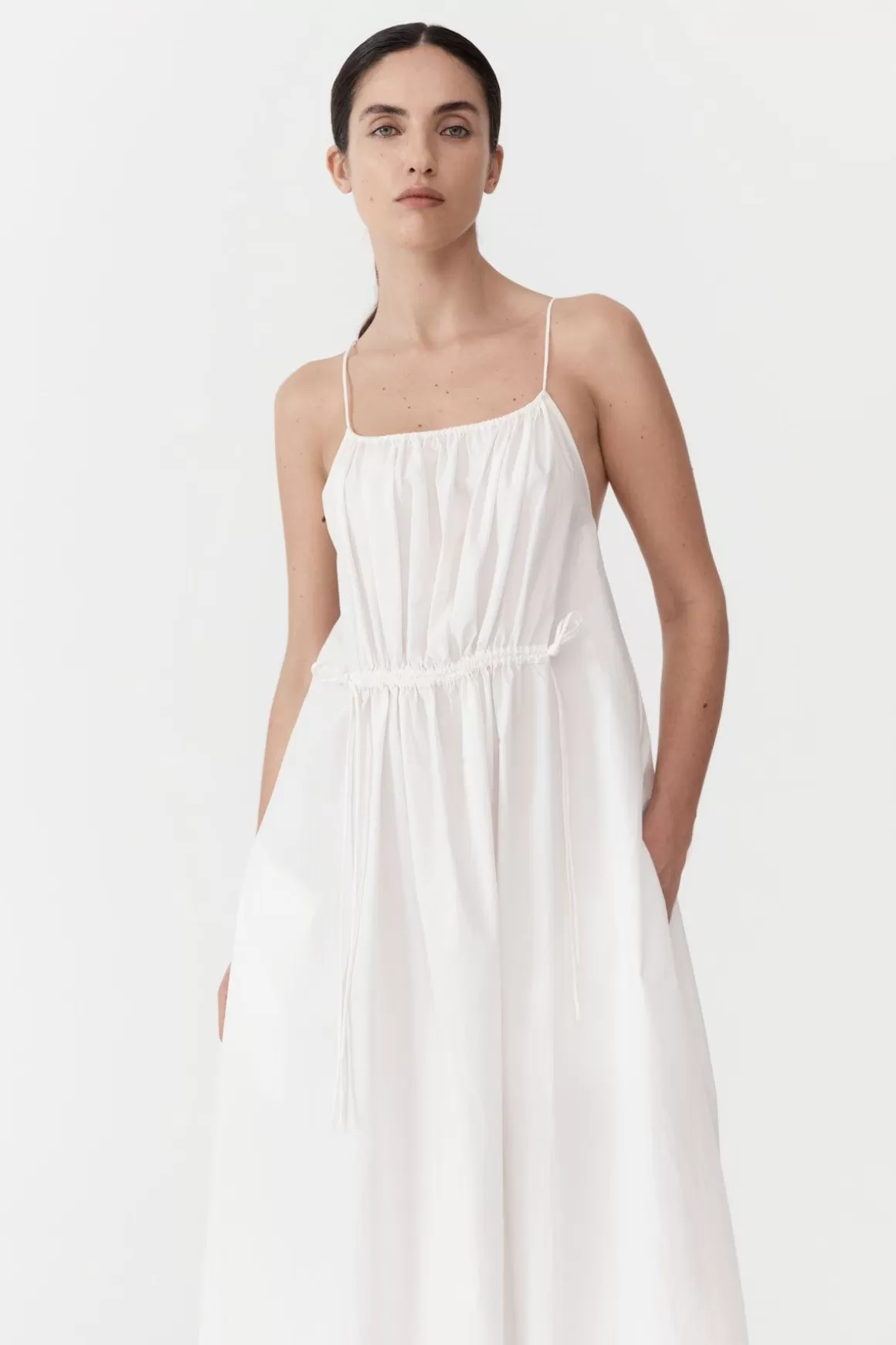 St. Agni Relaxed Drawstring Dress - White