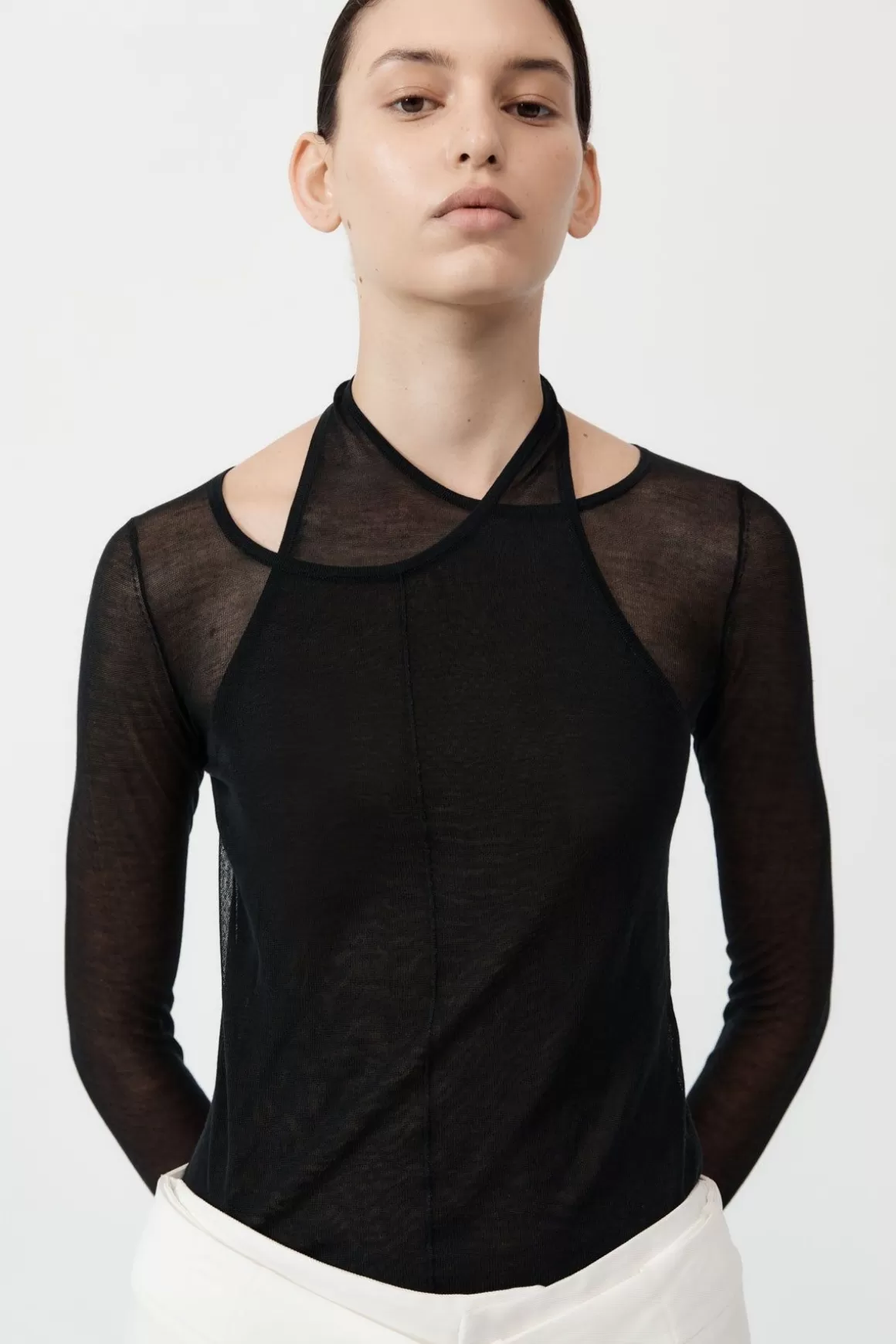 St. Agni Semi Sheer Loop Top - Black