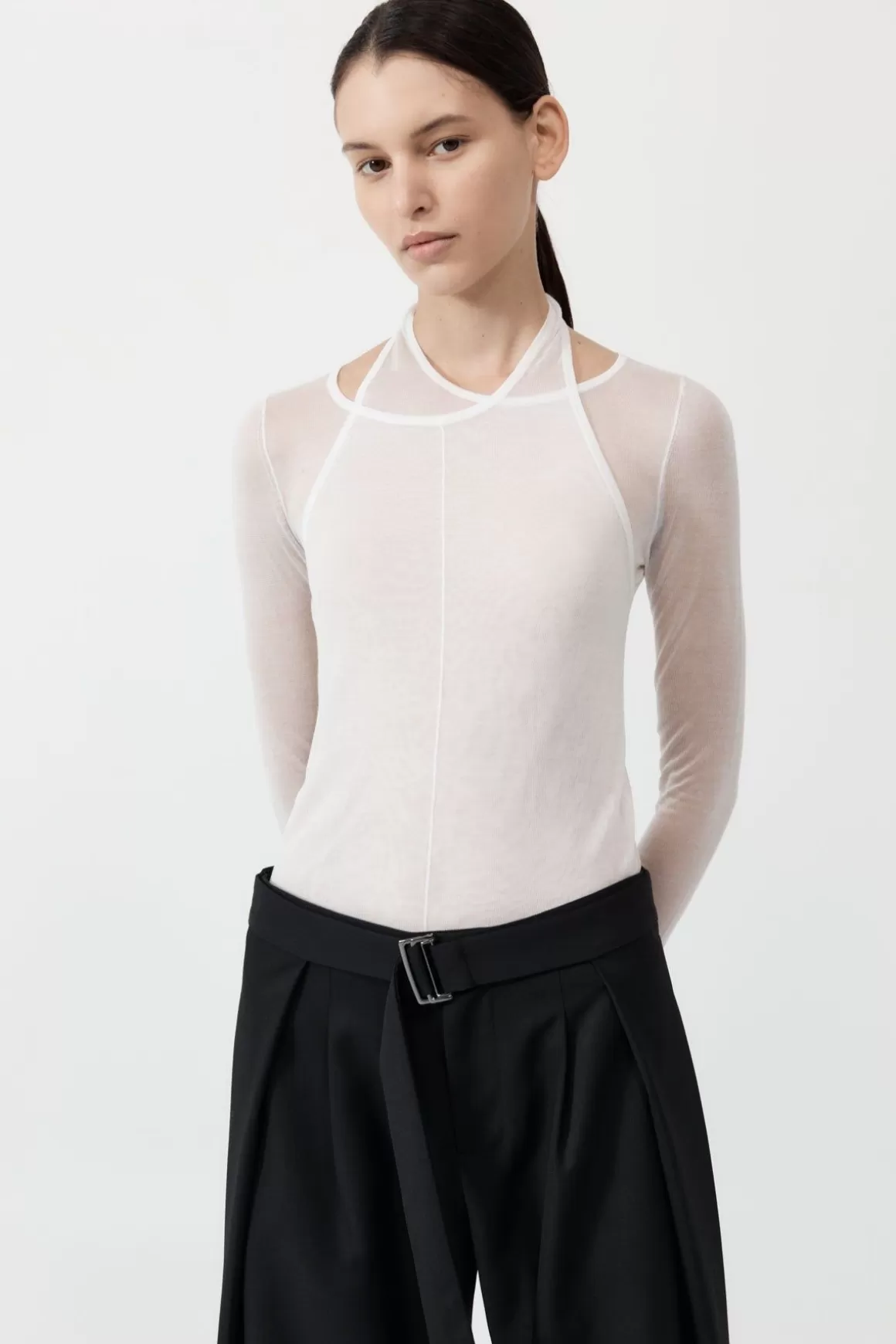 St. Agni Semi Sheer Loop Top - White