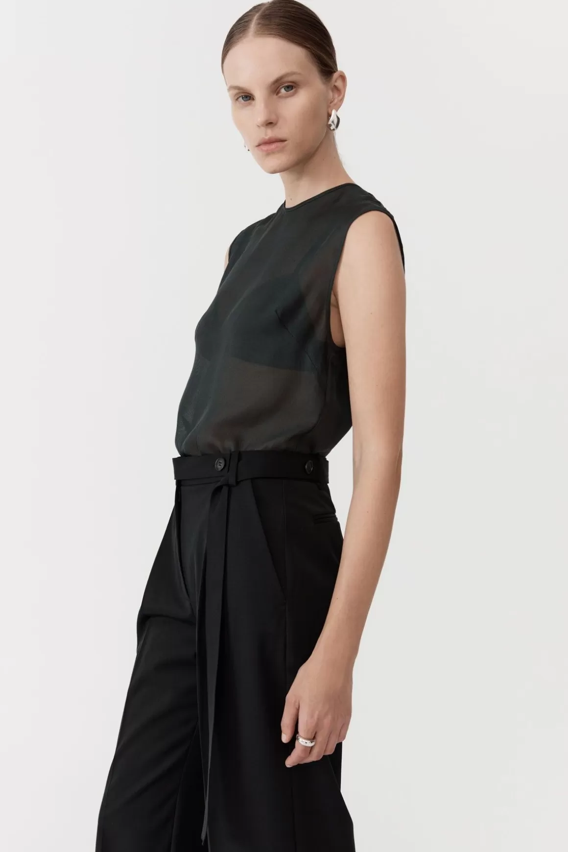 St. Agni Sheer Silk Gauze Top - Soot