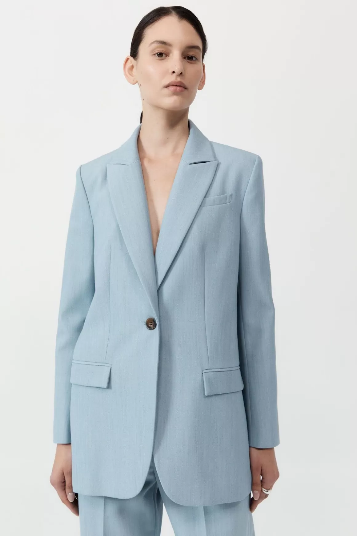 St. Agni Single Button Tailored Blazer - Stone Blue