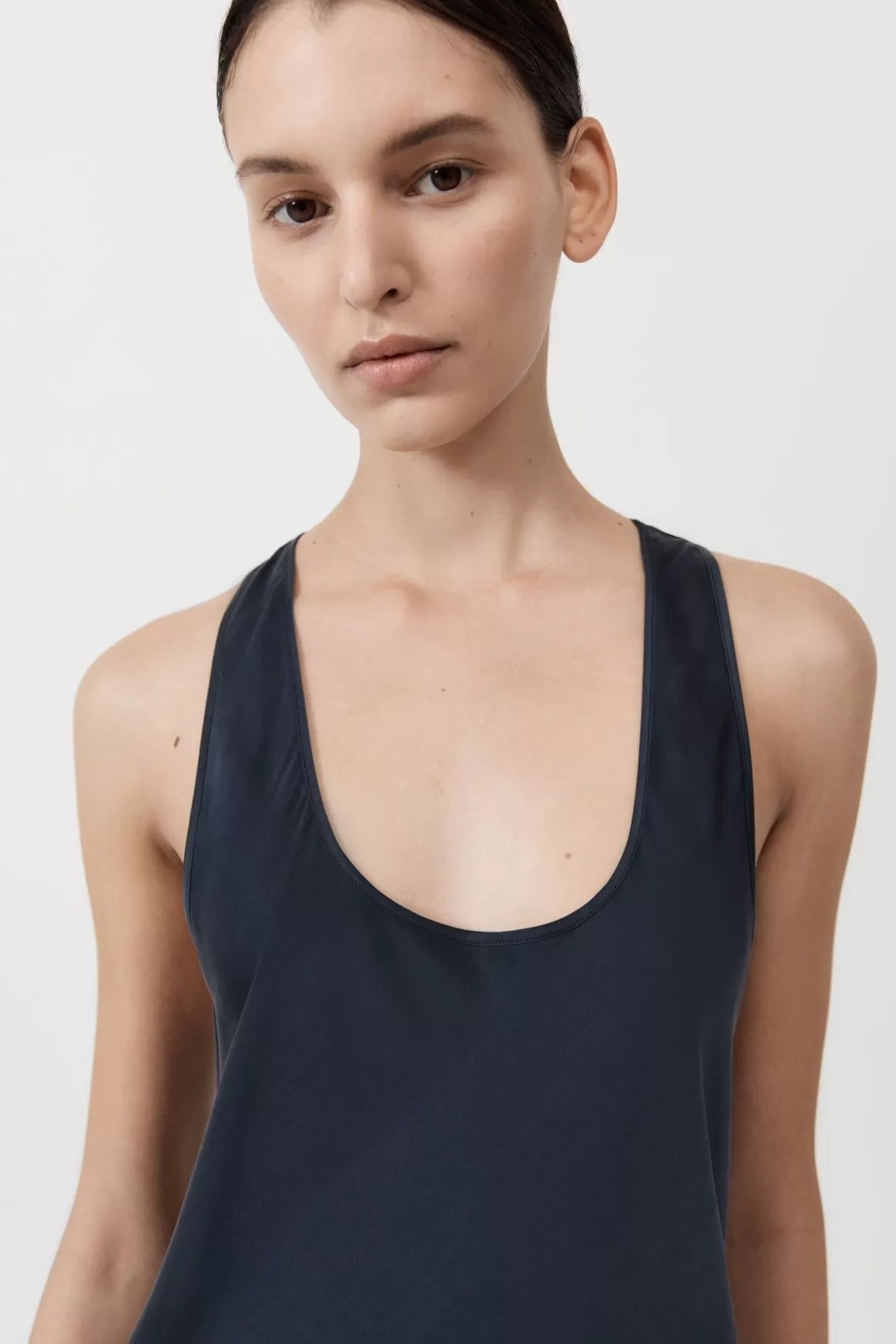 St. Agni Soft Silk Bias Tank Dress - Inkwell