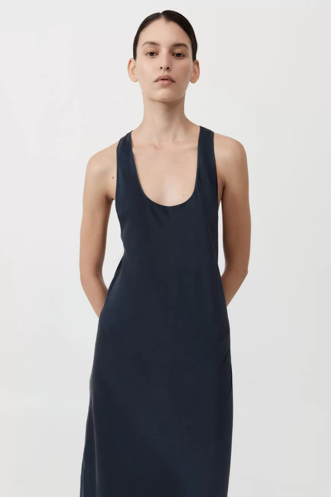 St. Agni Soft Silk Bias Tank Dress - Inkwell