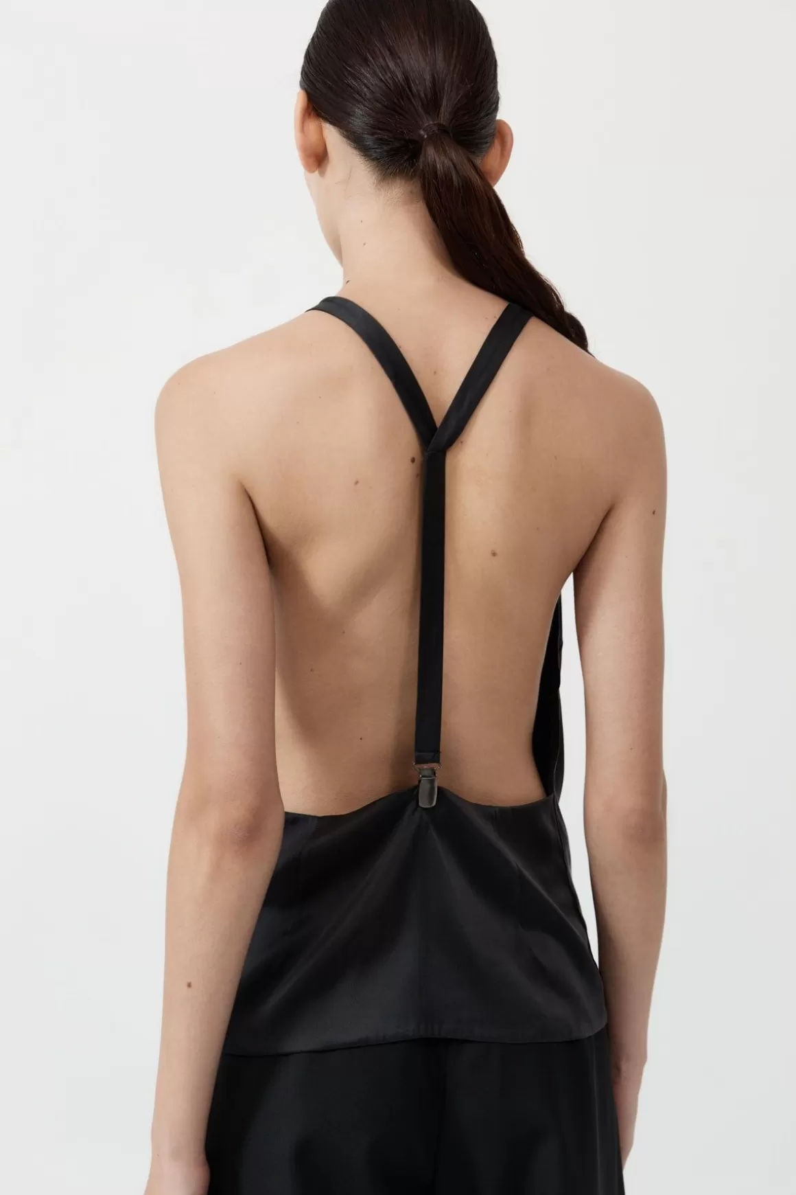 St. Agni Soft Silk Suspender Top - Black