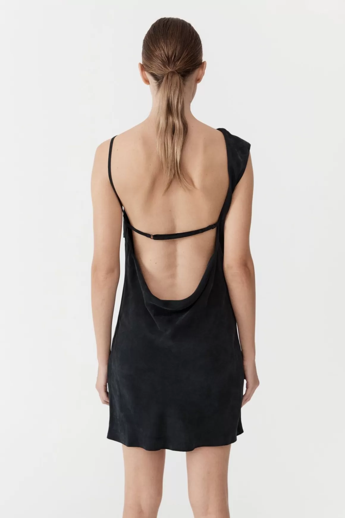 St. Agni Sophia Drape Mini Dress - Washed Black