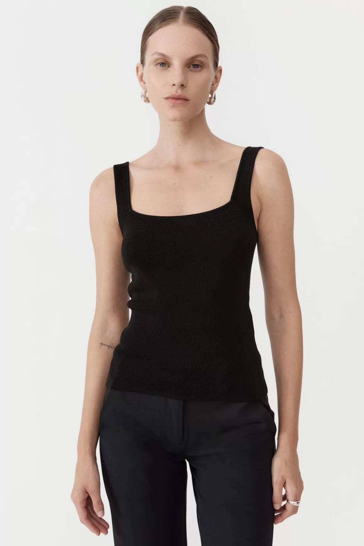 St. Agni Square Neck Knit Singlet - Black