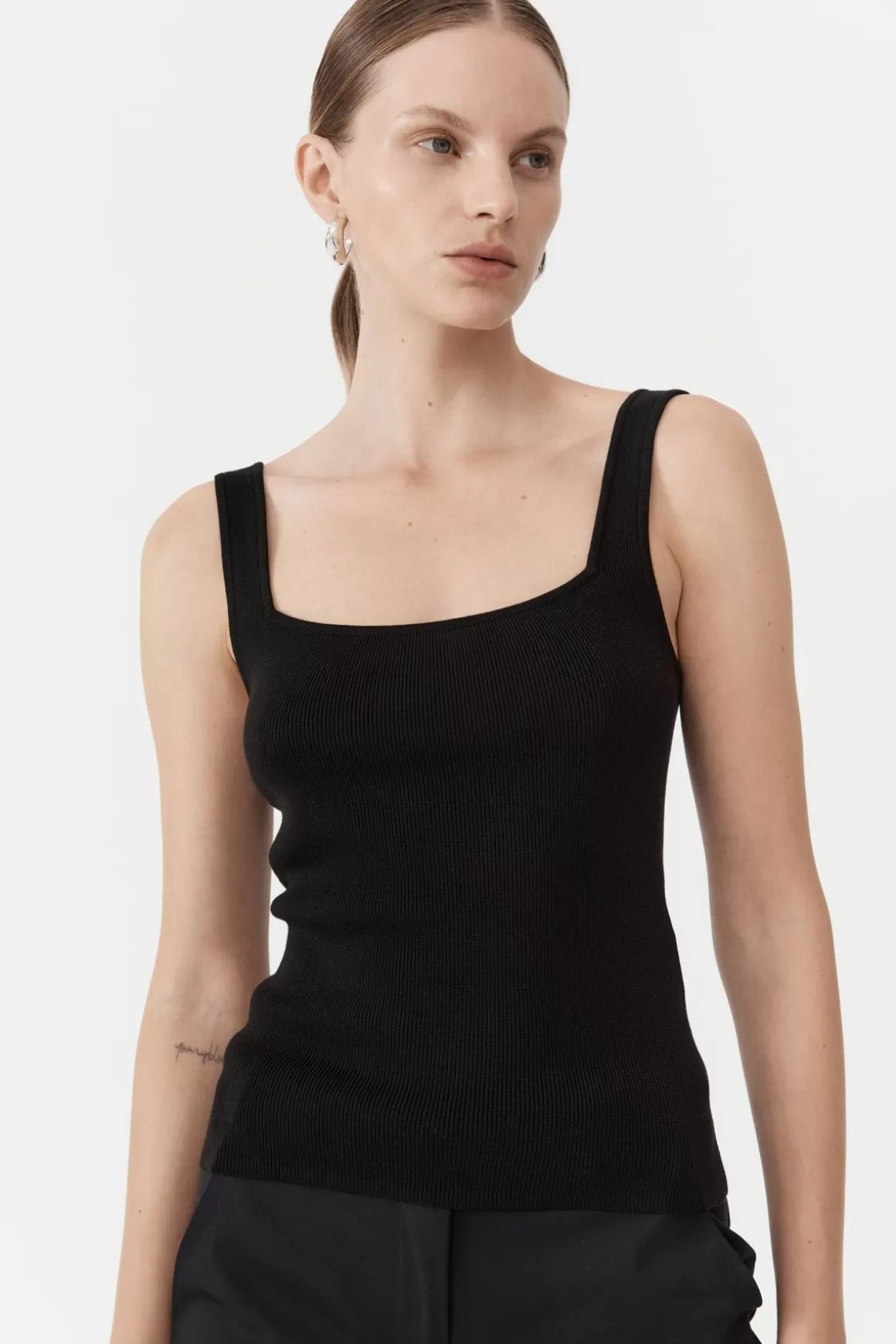 St. Agni Square Neck Knit Singlet - Black