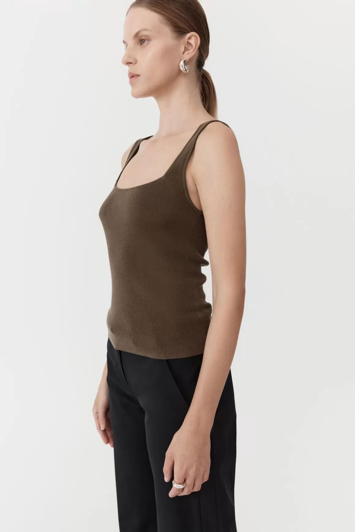 St. Agni Square Neck Knit Singlet - Kelp