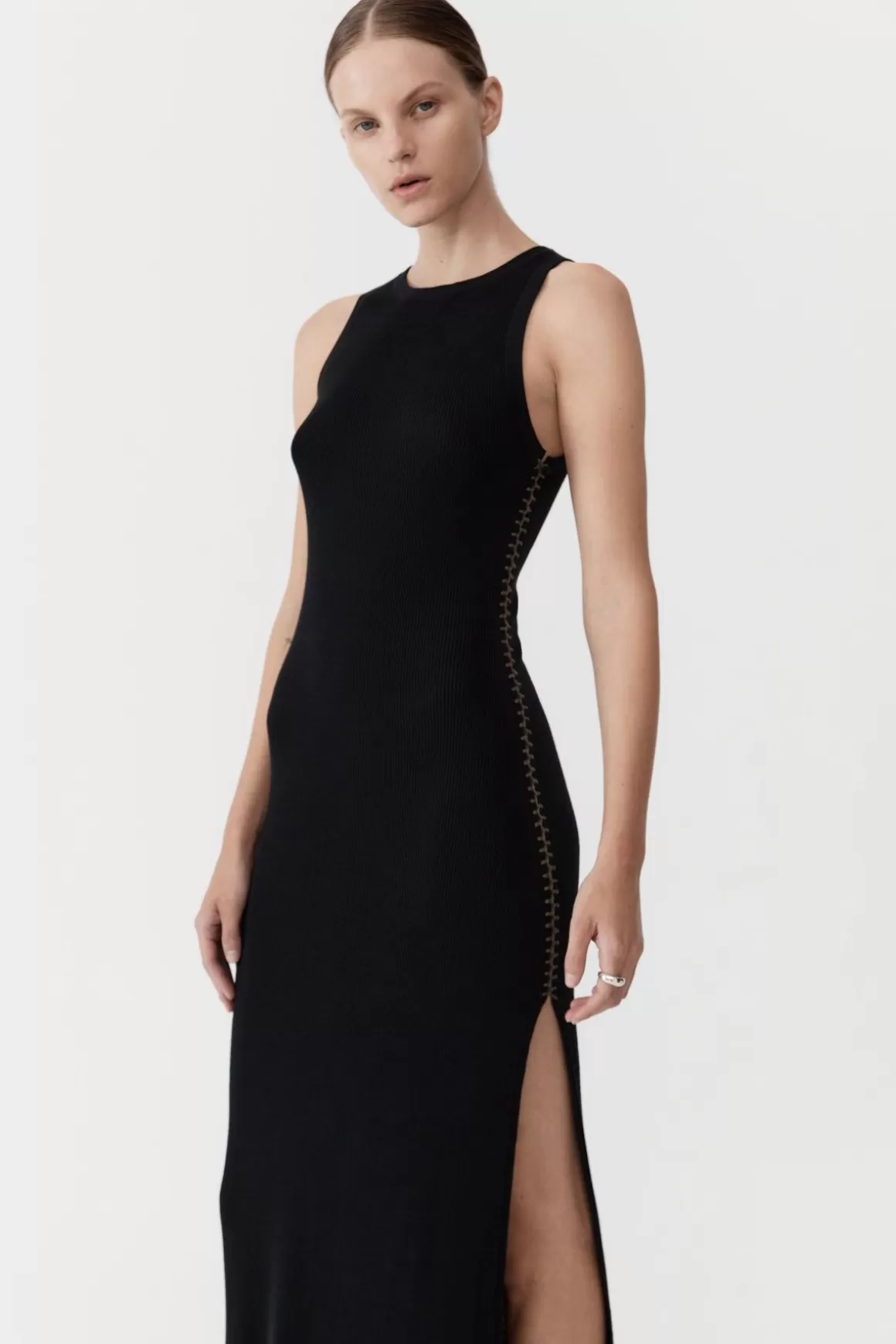 St. Agni Stitch Detail Dress - Black