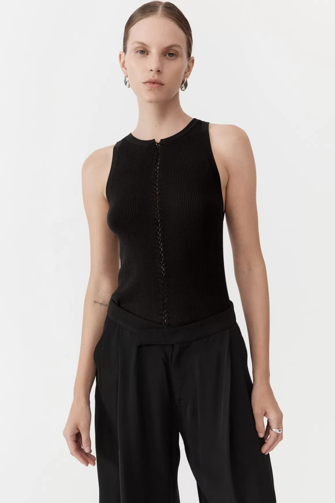 St. Agni Stitch Detail Tank - Black