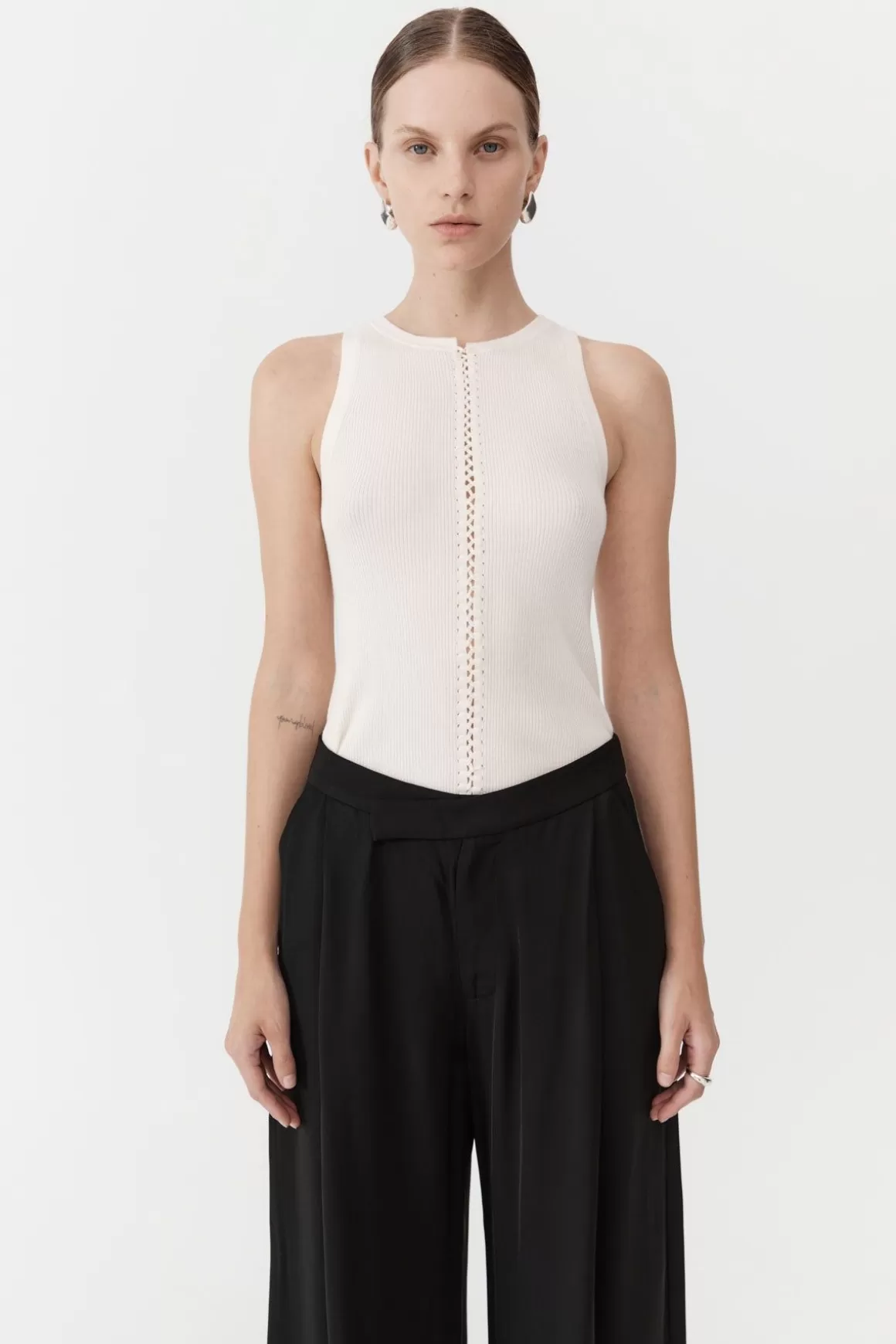 St. Agni Stitch Detail Tank - Ivory