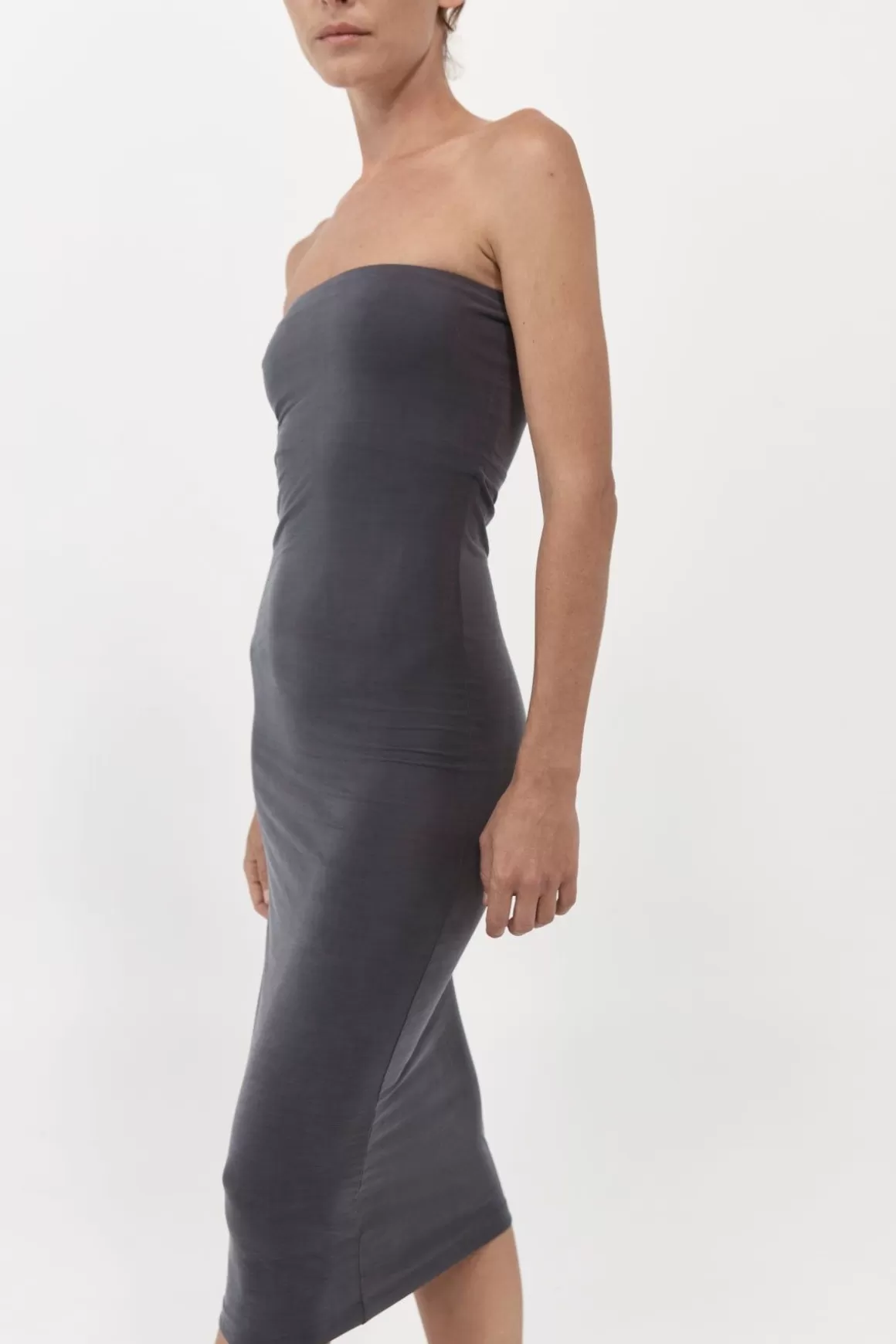 St. Agni Strapless Jersey Midi Dress - Graphite