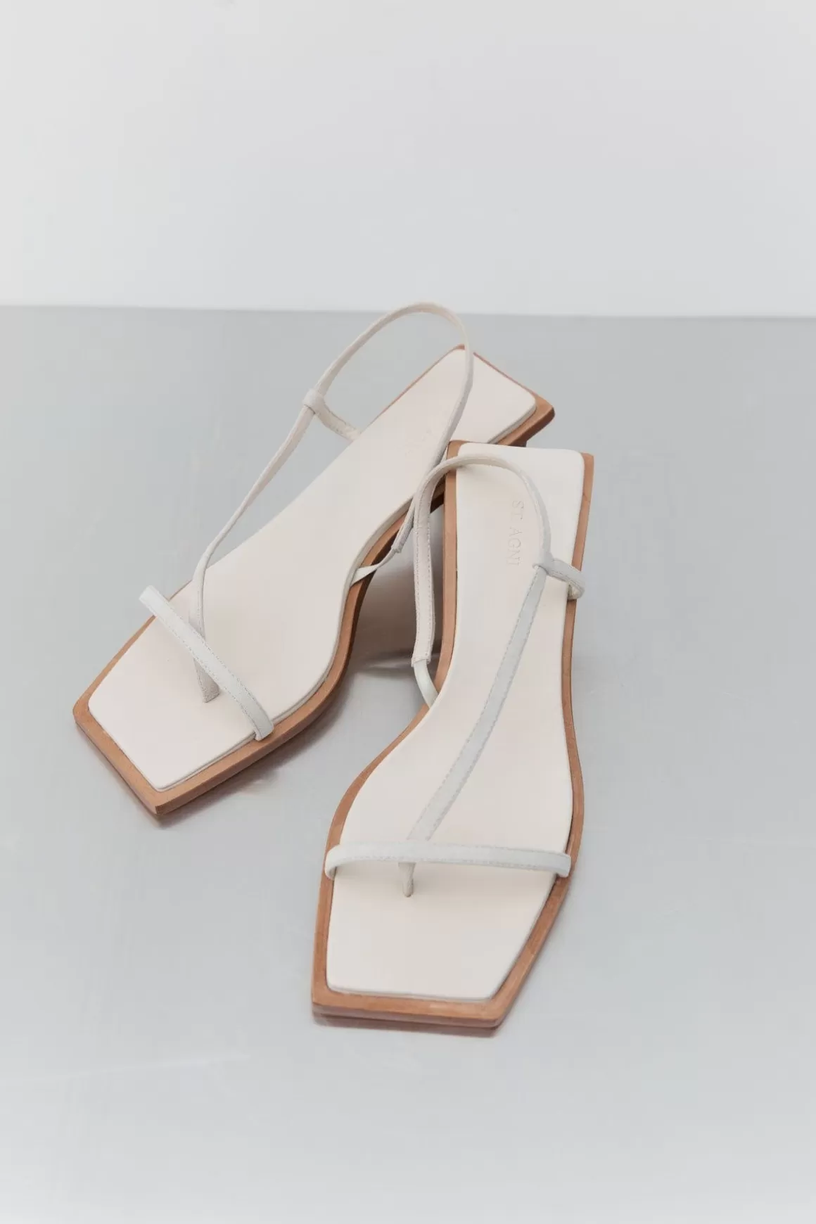 St. Agni Suede Strap Heel - Cool White