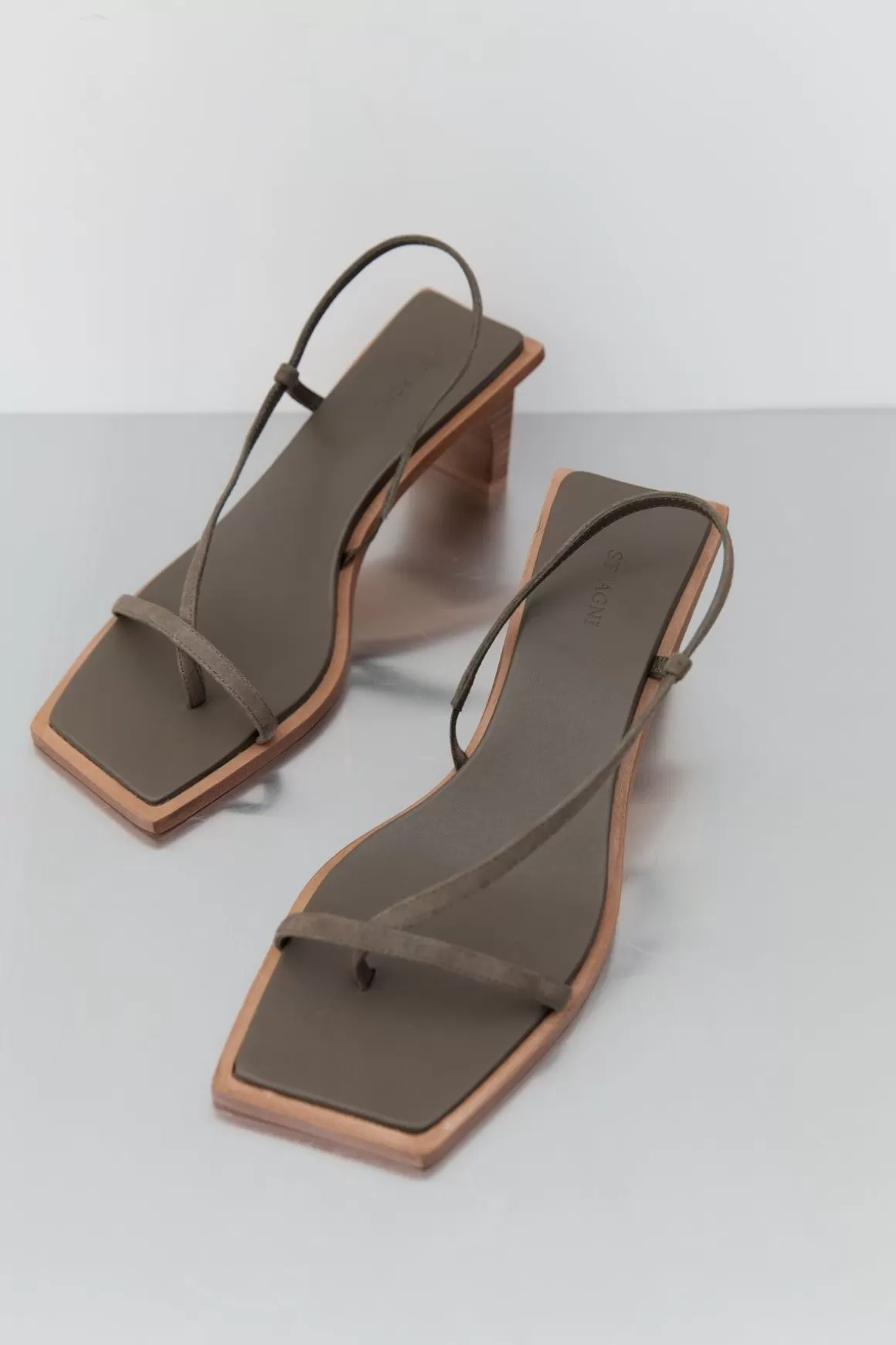 St. Agni Suede Strap Heel - Kelp